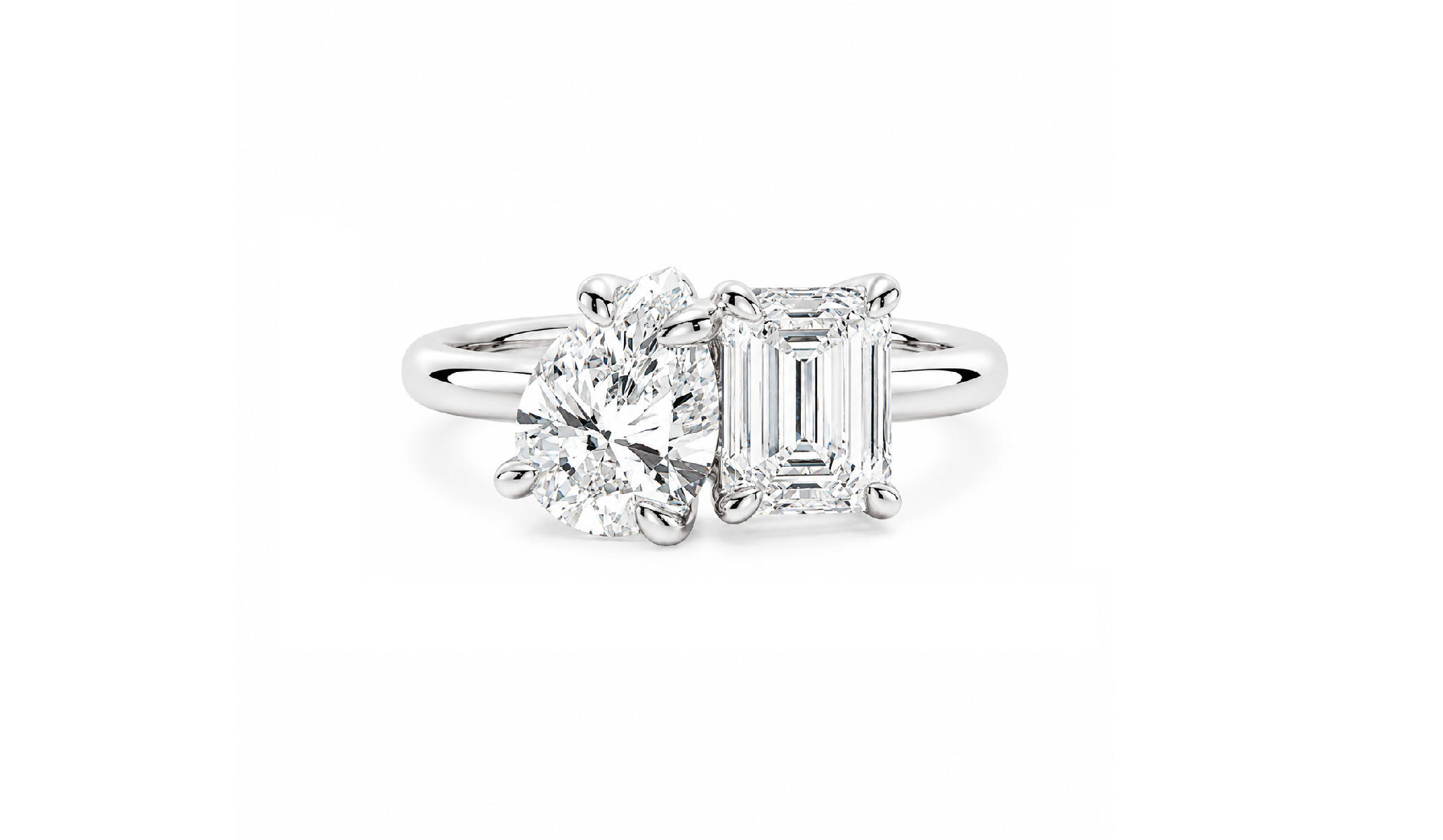 8ct. Emerald-Cut and Pear-Cut Duo Lab Diamond Engagement Ring | Bianca