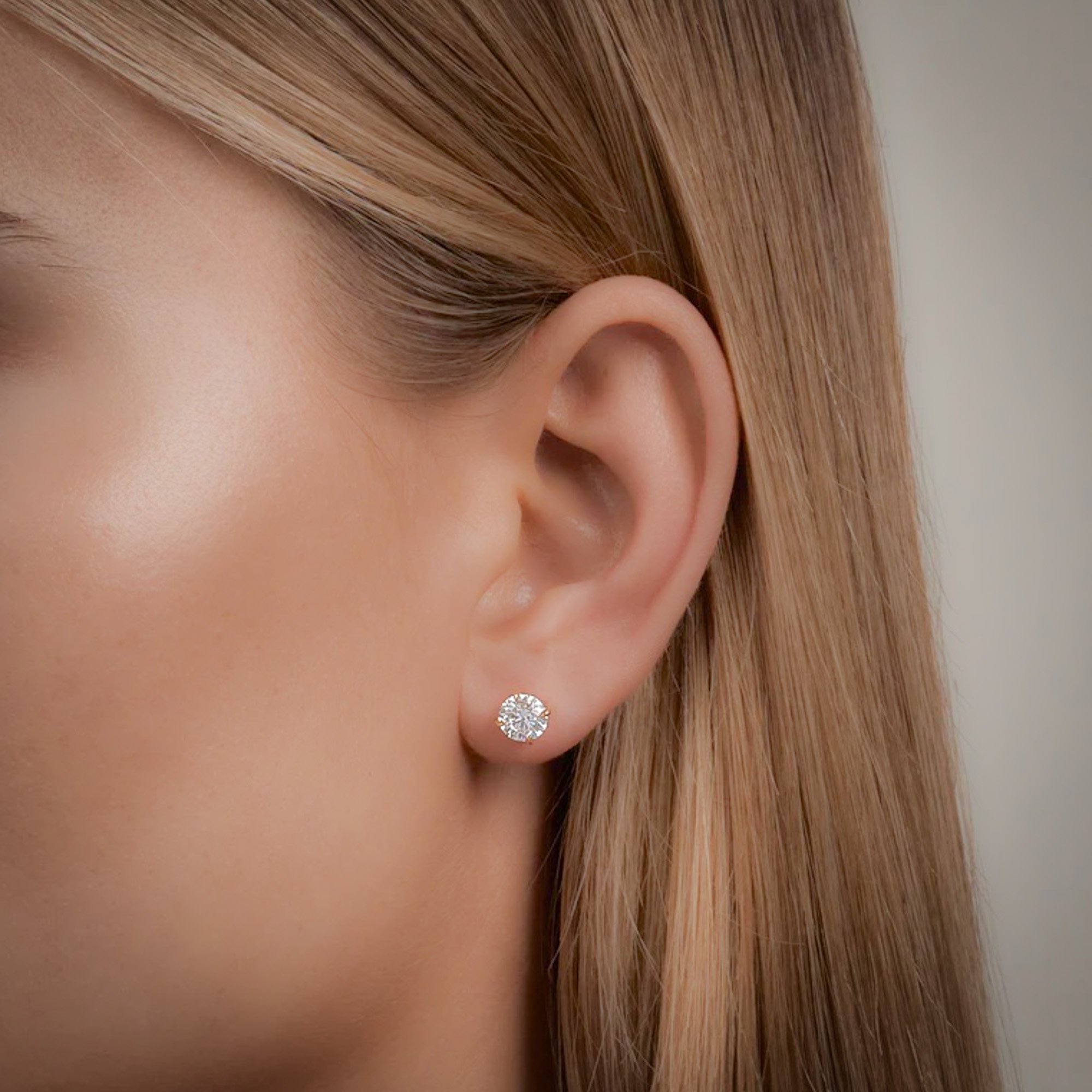 2.0 Carat Round-Cut Lab-Grown Diamond Stud Earrings Platinum - Tiffany