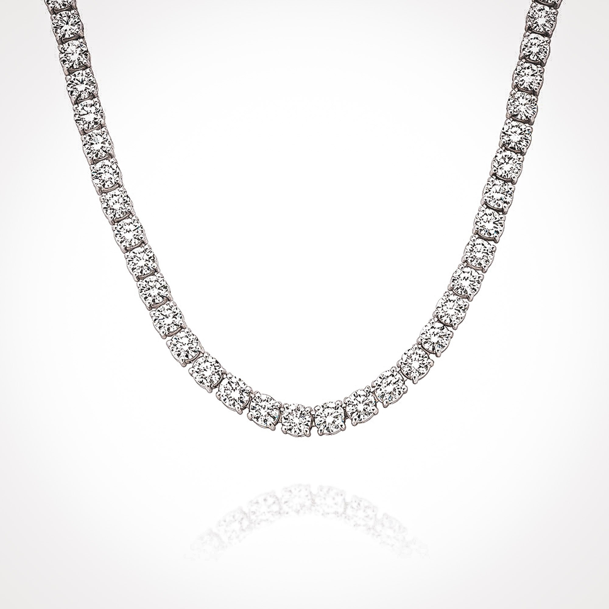 19 Carat Round-Cut 3.8mm Moissanite Tennis Necklace | 18K Solid White Gold | The Micaela Necklace