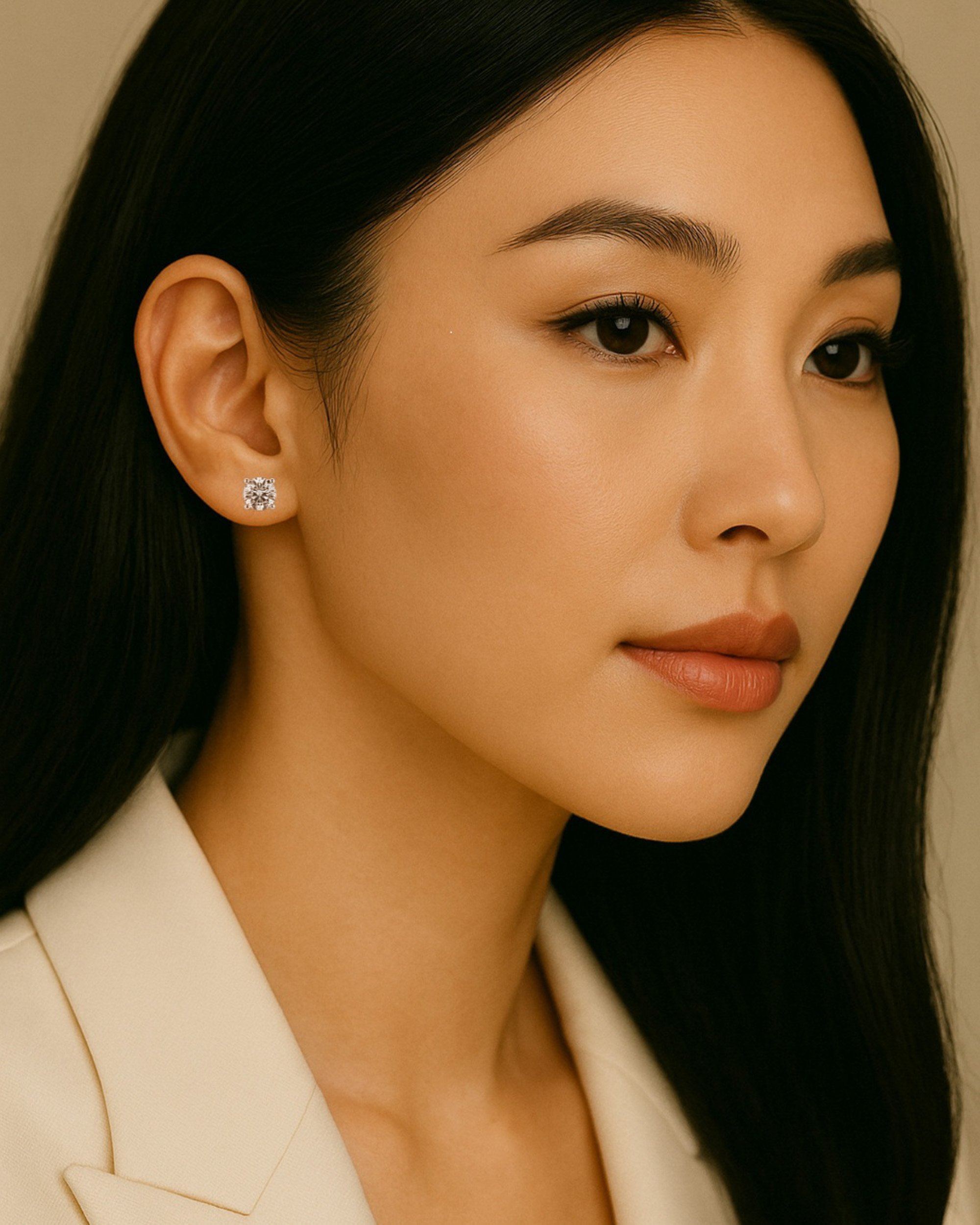 2.0 Carat Round-Cut Lab-Grown Diamond Stud Earrings Platinum - Tiffany