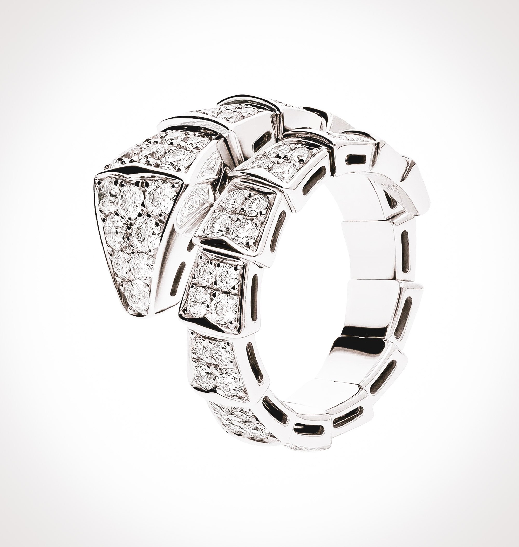 Serpent Wrap-Around Moissanite Statement Cocktail Ring | 18K White Gold Vermeil | Janet
