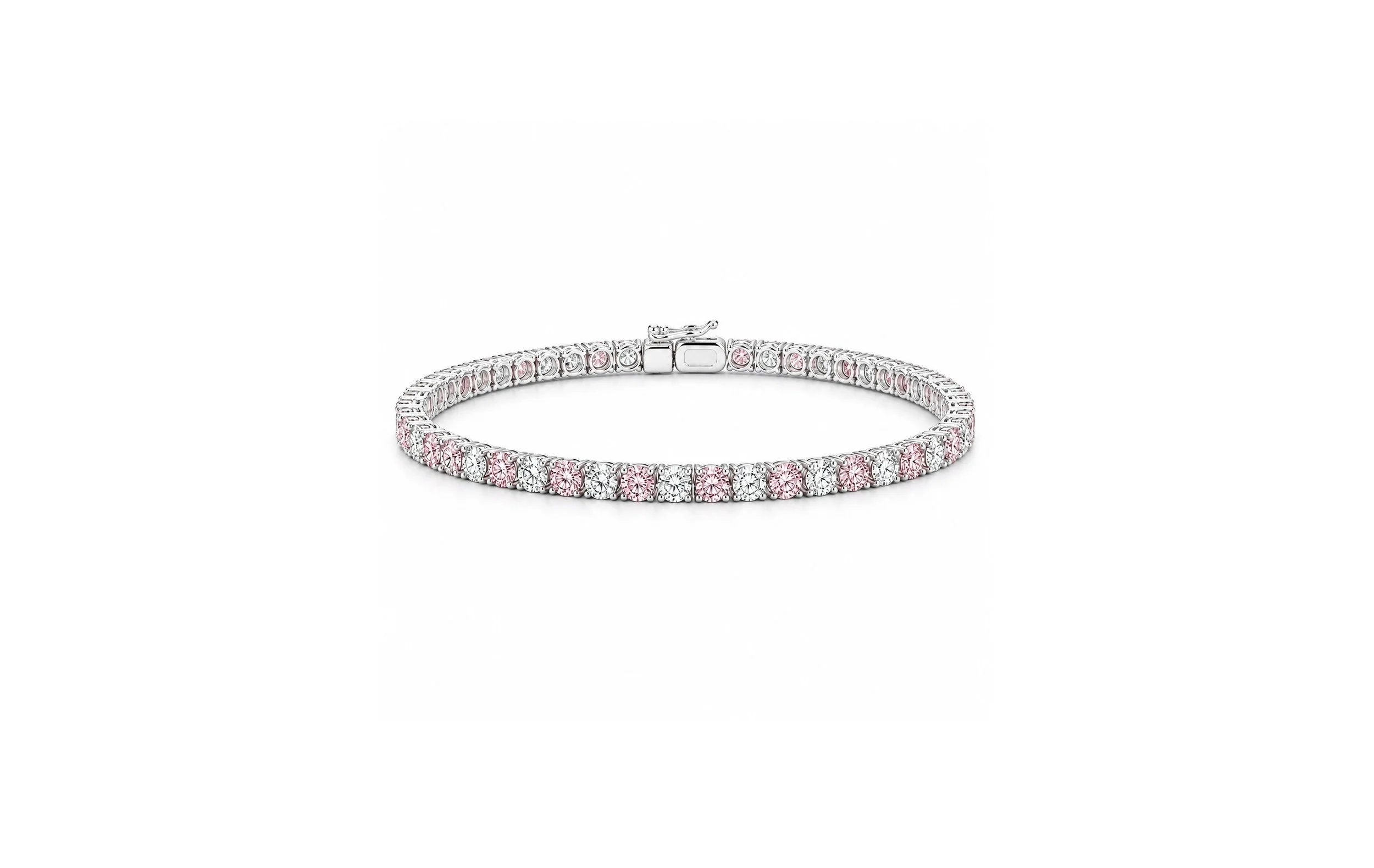 Pink and White Moissanite Tennis Bracelet | Cherry