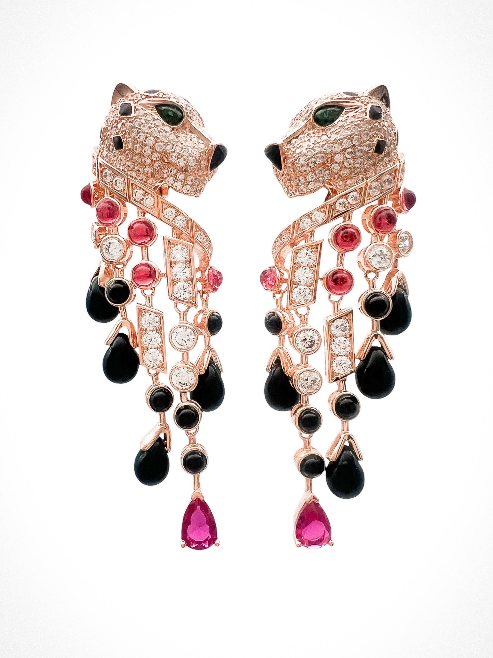 Gold Moissanite Bold Panther Drop Statement Earrings | 18k Gold Vermeil | Camila