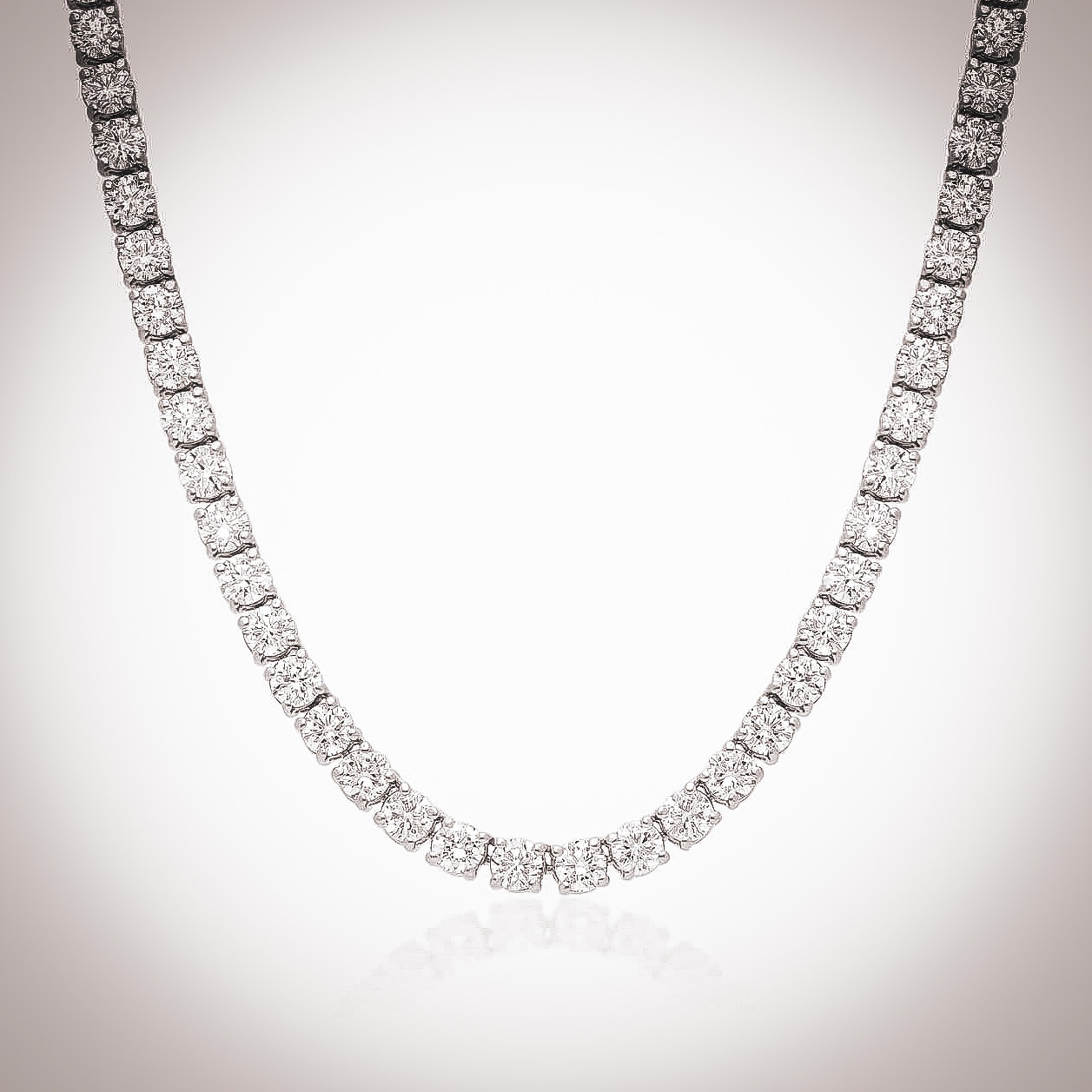 19.0 Carat Round-Cut 3.8mm Moissanite Tennis Necklace | 18K Solid White Gold | Micaela