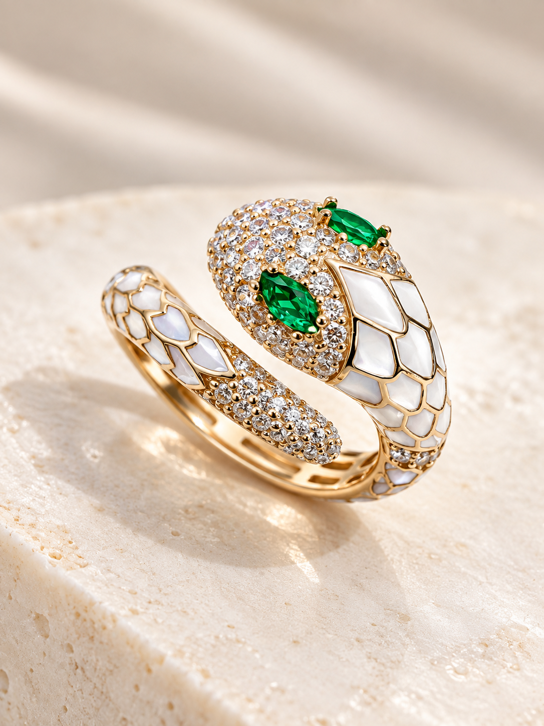 White Serpent Moissanite Ring | Arora