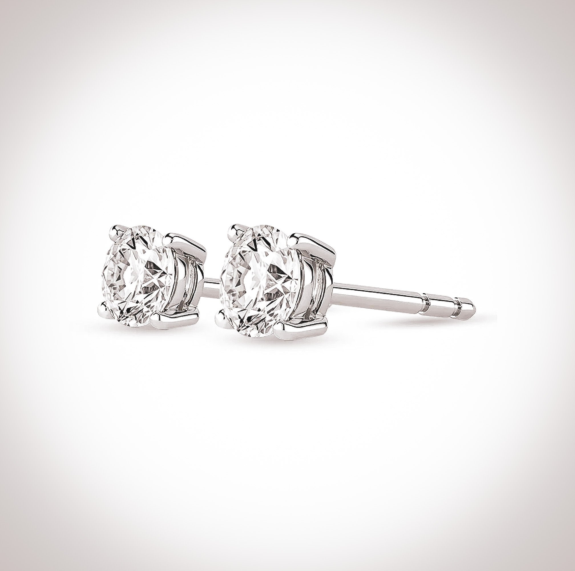 2.0 Carat Round-Cut Moissanite Stud Earrings 18K Solid White Gold - Tiffany