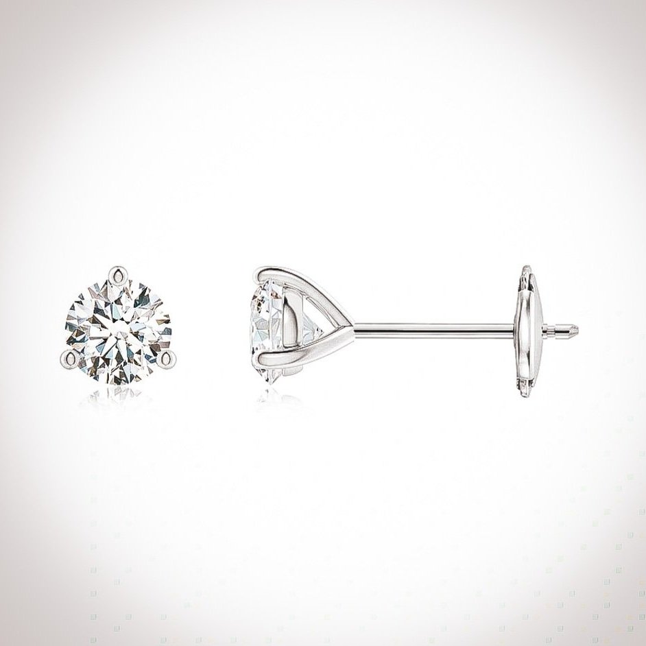 2.0 Carat Round-Cut Lab-Grown Diamond Stud Earrings Platinum - Tiffany