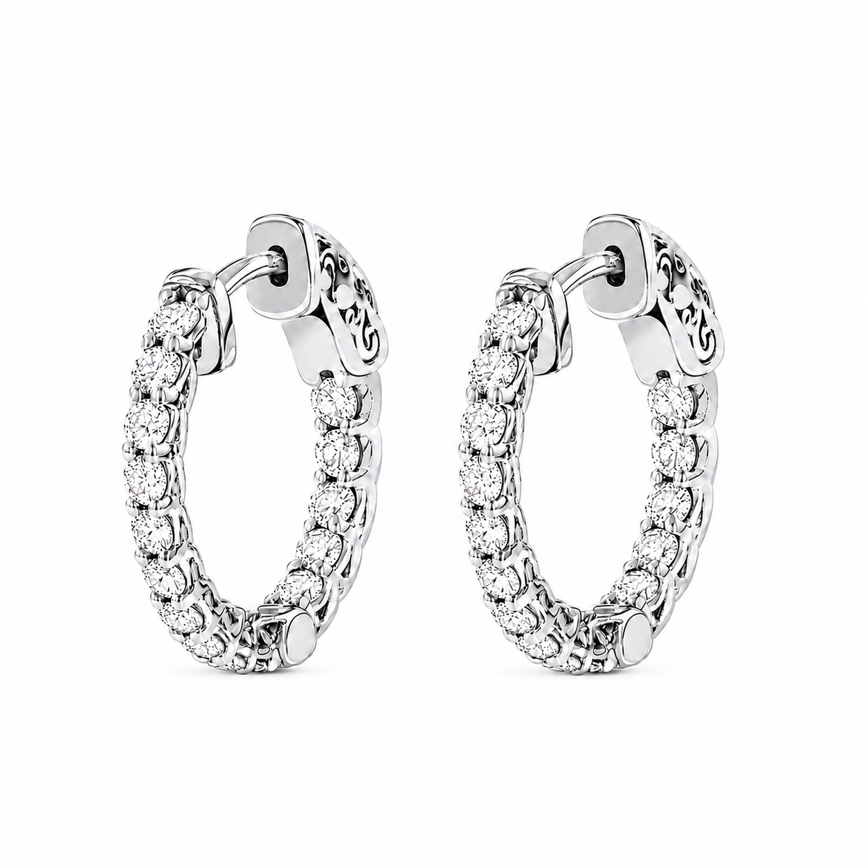 3ct. Round Brilliant Lab Diamond Hoop Earrings | Virginia