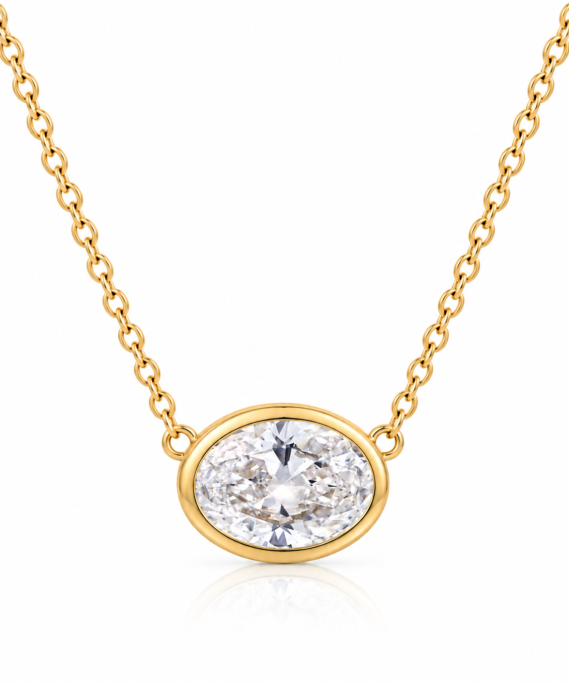 Oval Cut Lab-Grown Diamond Bezel Pendant | Aurelia