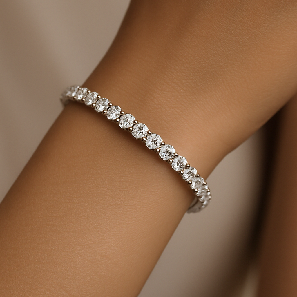 10.8 Carat Round-Cut Lab-Grown Diamond Tennis Bracelet 18K Solid White Gold - Doris