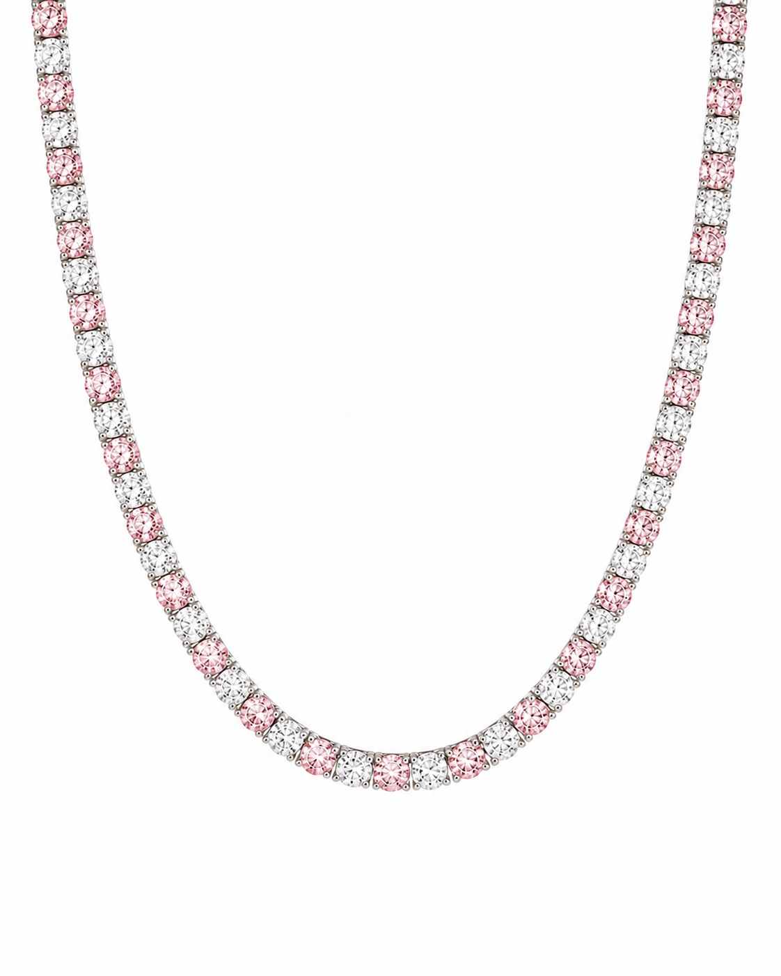 33ct. Pink and White Lab Diamond Tennis Necklace | Laura