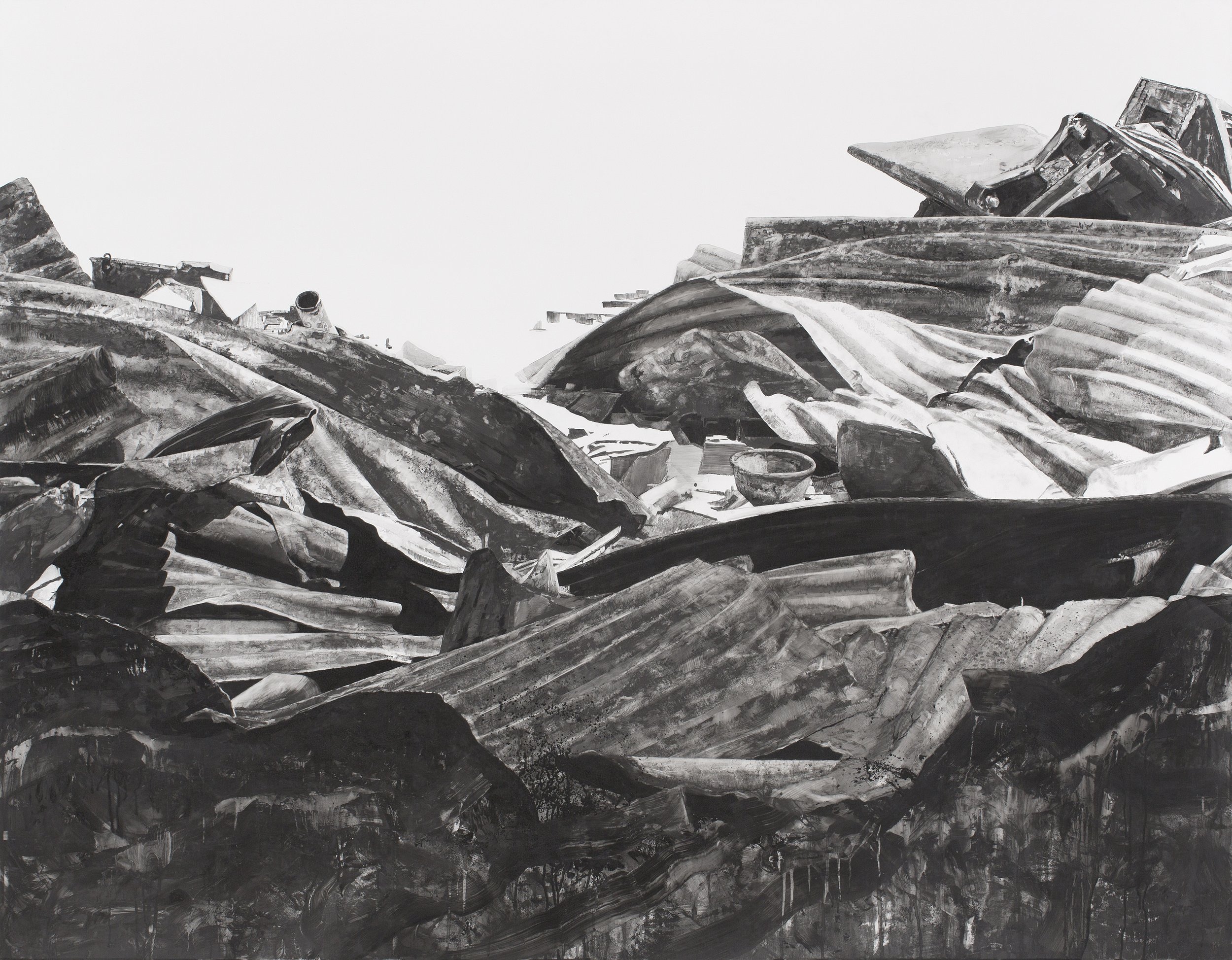 -36.188:147.776, 2021, graphite on polypropylene synthetic paper, 136 x 175 cm 