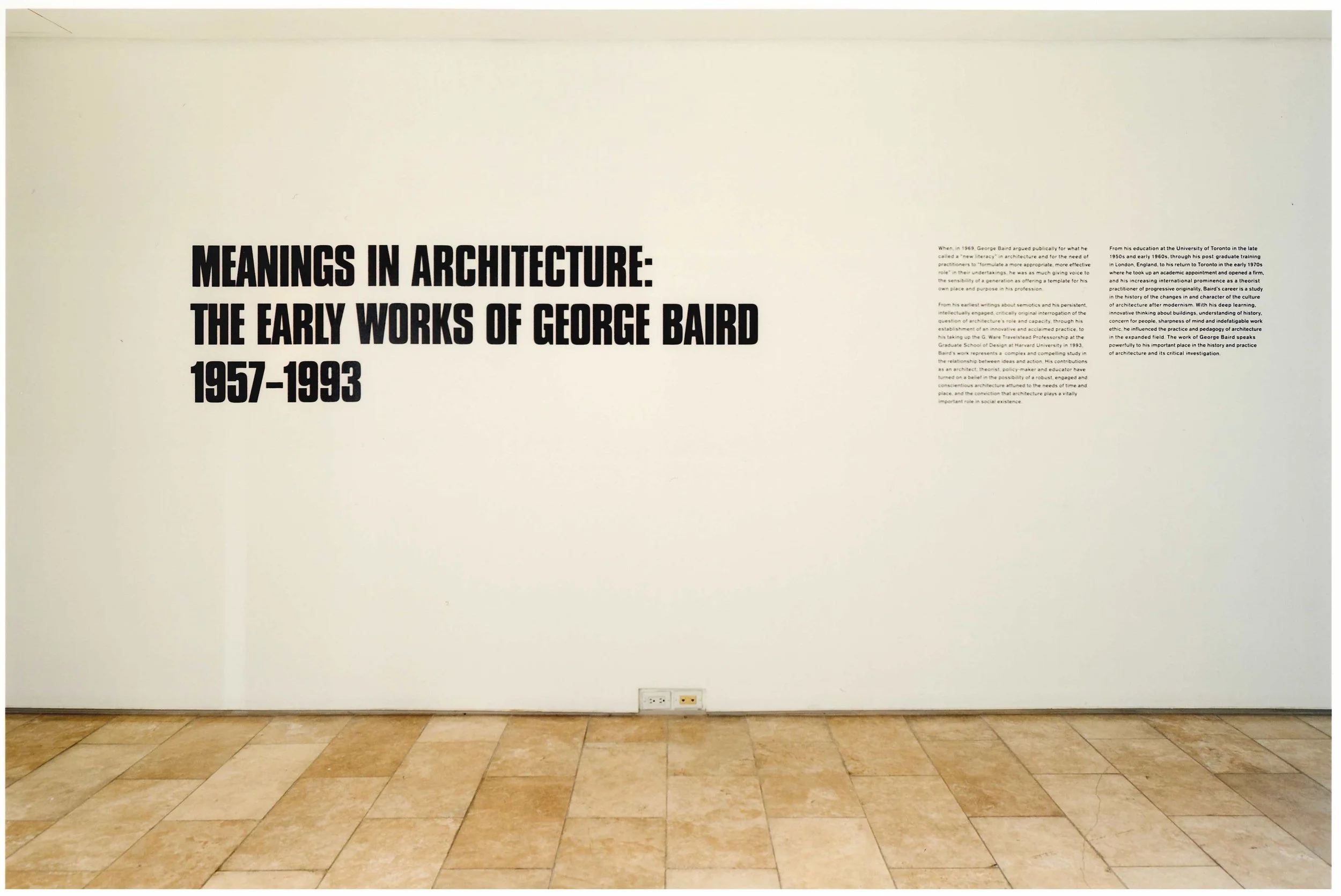 Meaning in Architecture: the Early Works of George Baird