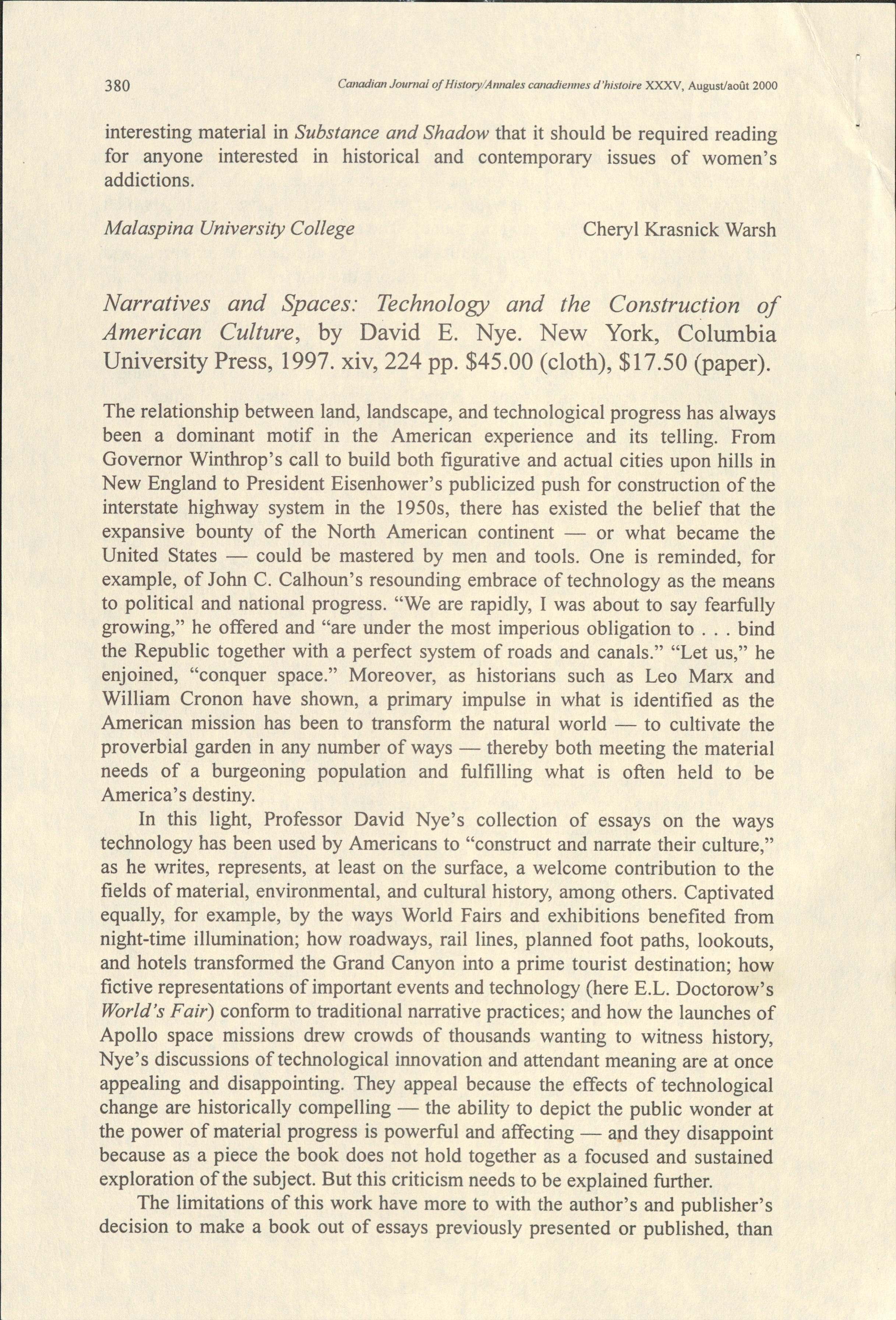 Narratives and Spaces review