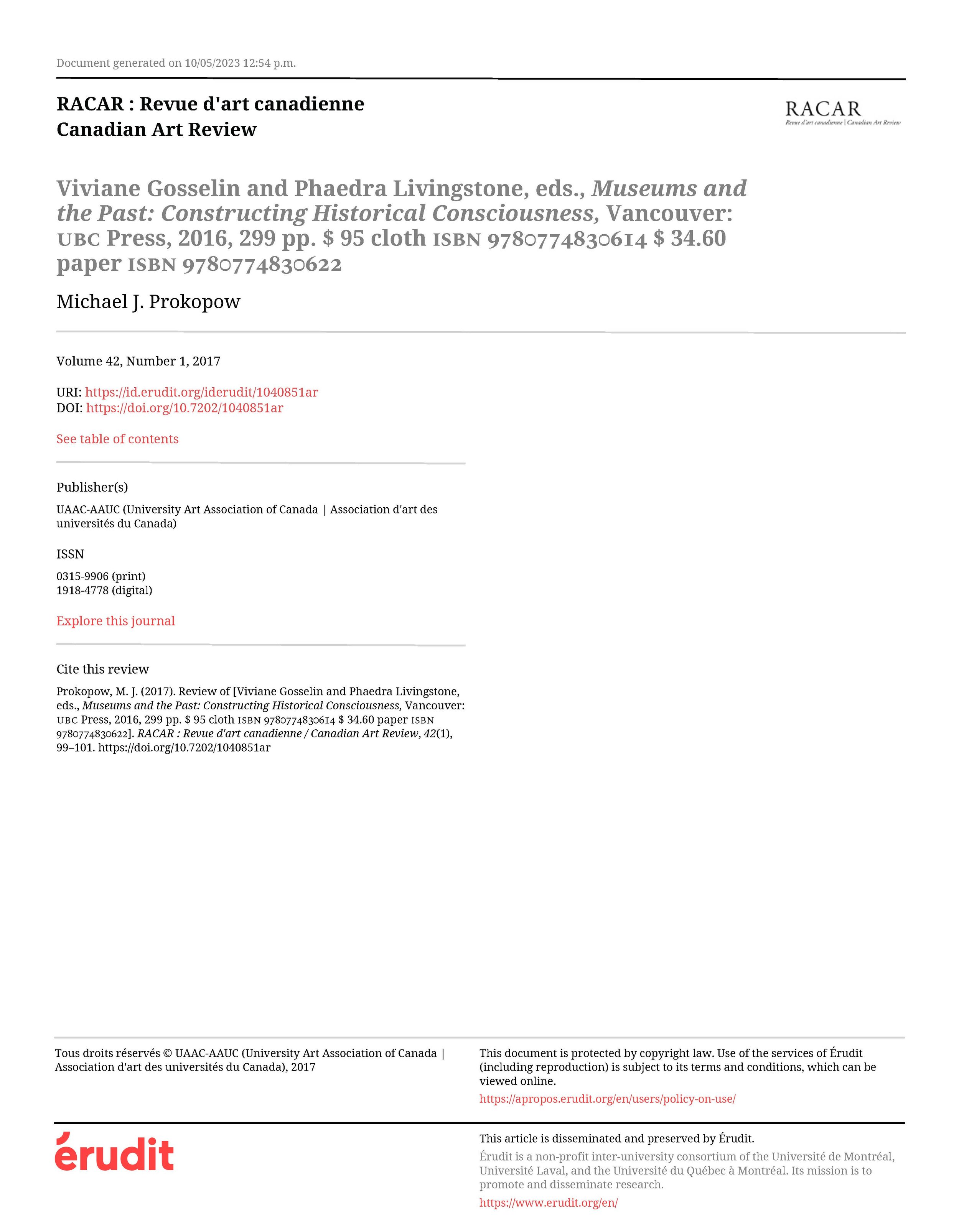 V Gosselin and P Livingstone Review