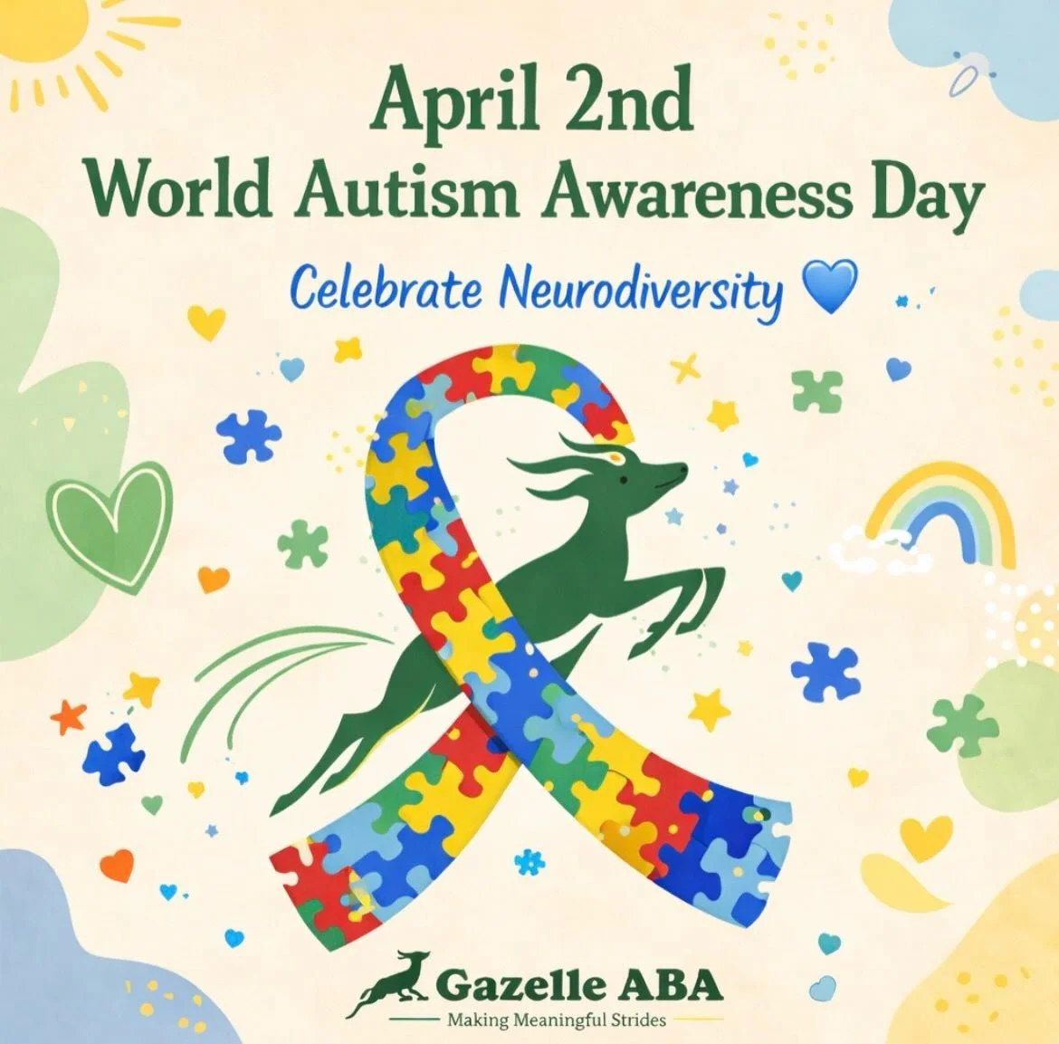 April 2nd 💙🧩✨

Today we celebrate Autism Awareness Day &mdash; a time to honor neurodiversity 🌈, uplift every voice 🗣️, and create spaces where everyone can thrive. 🤝💫

At Gazelle ABA, inclusion isn&rsquo;t just a value&mdash;it&rsquo;s what gu