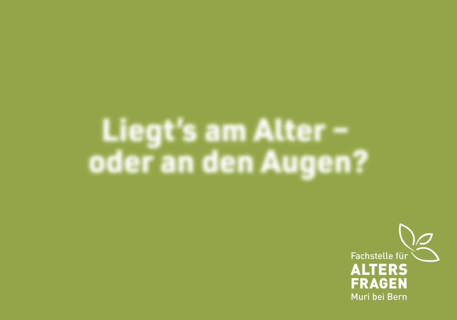Klarer Blick mit den Jahren Vortrag mit Rosmarie Walthert