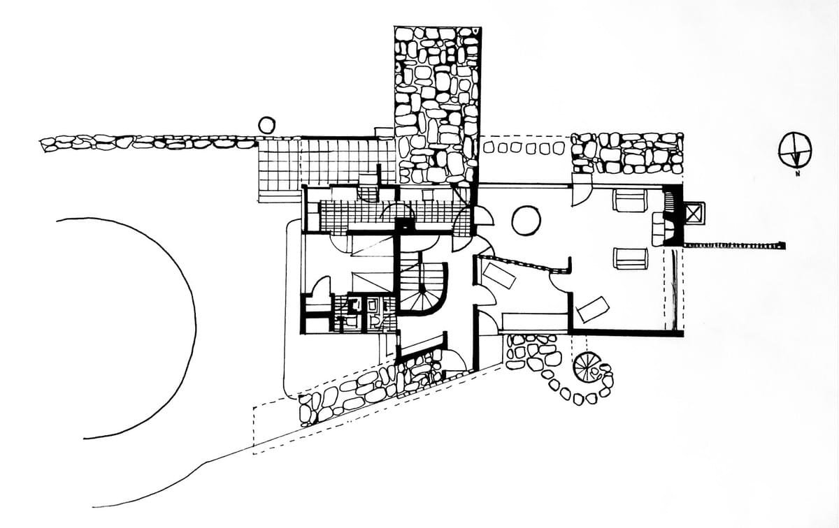 Hand drawing of Gropius House, Ground Floor