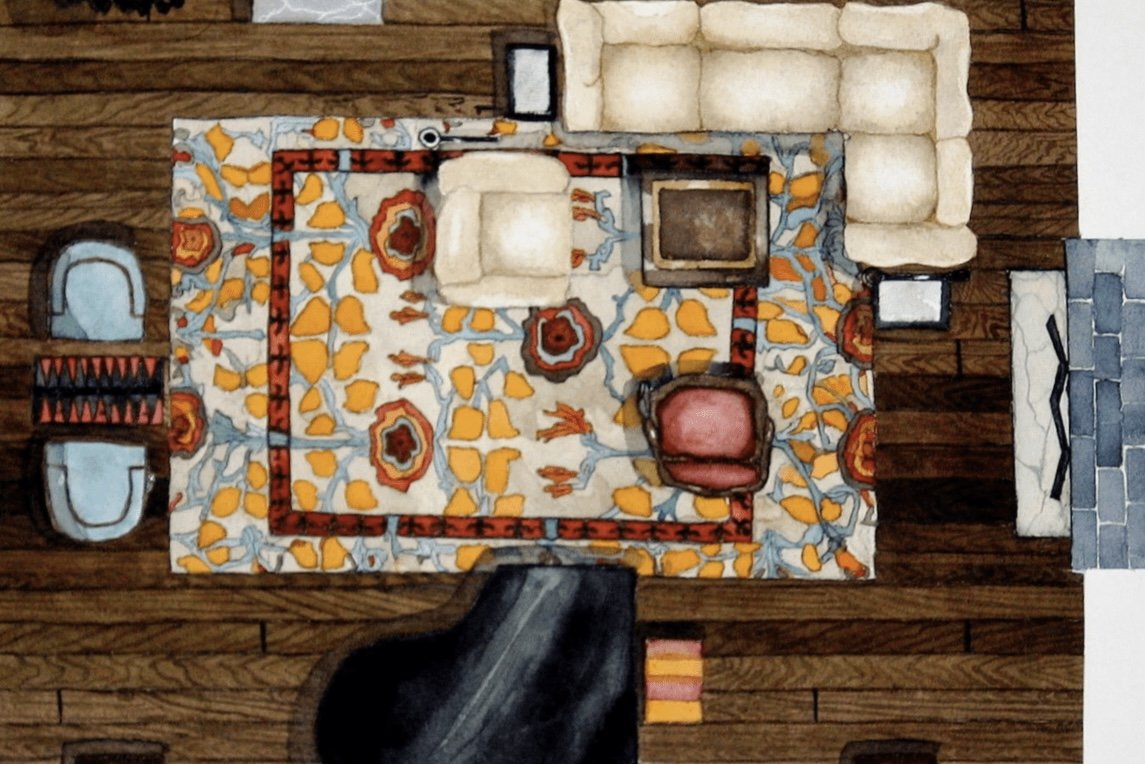 Living room in watercolor