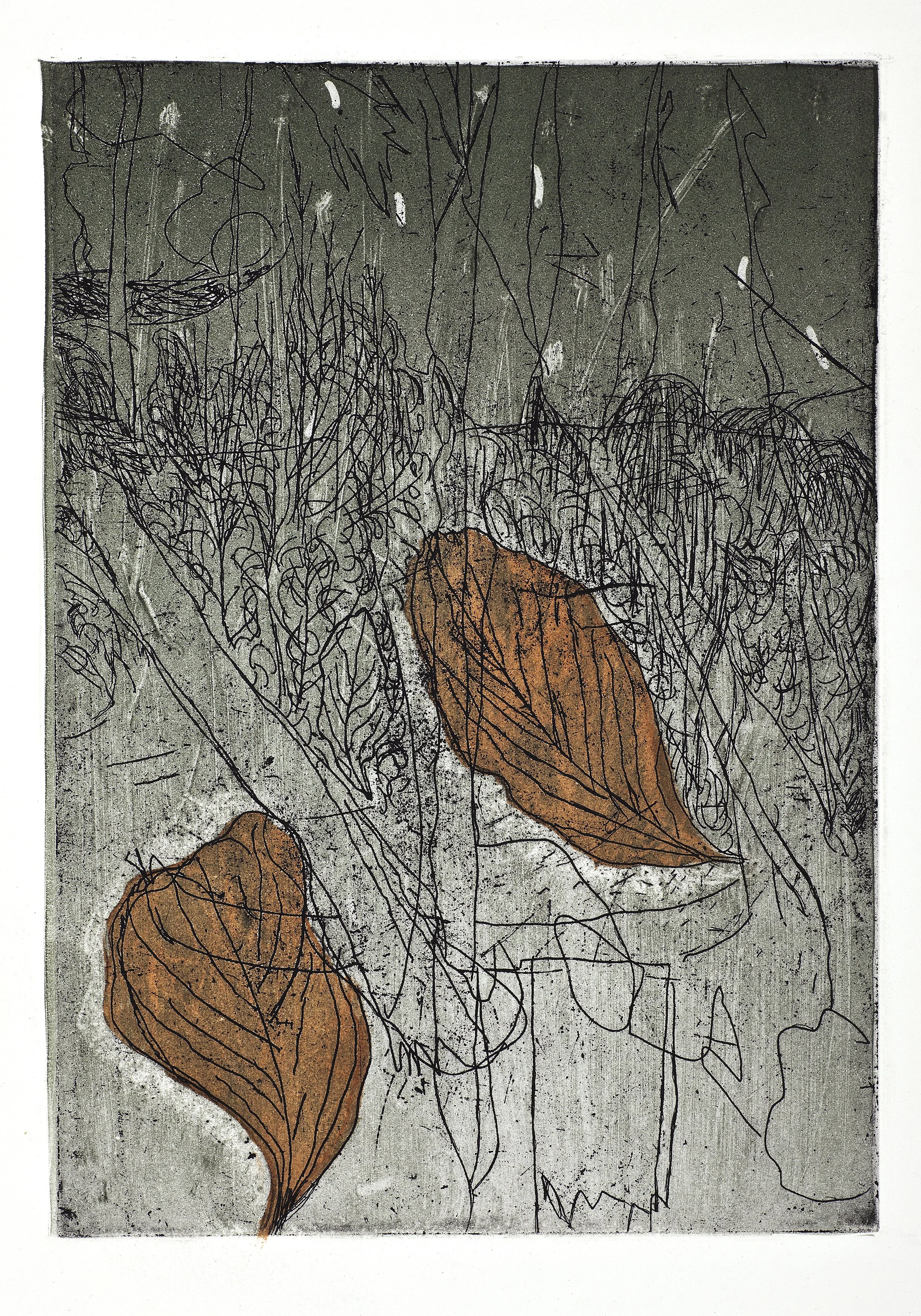 SECOND VISIT/NIGHT | 2023 | Etching, chine colle