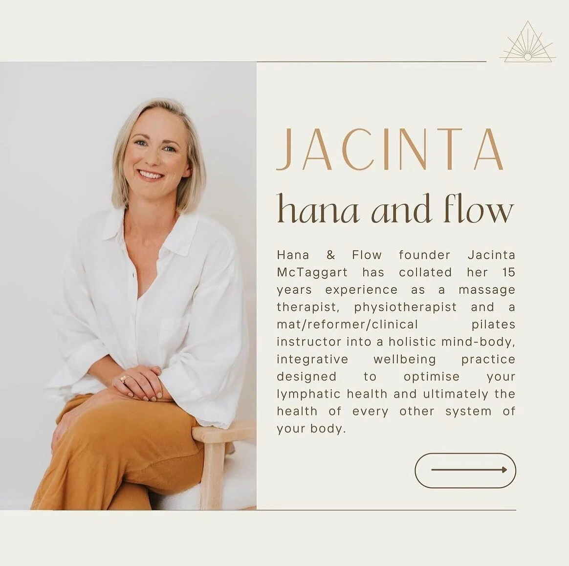 HELLO 😊

I&rsquo;m Jacinta, an ever evolving holistic health practitioner here to join your health and wellness support crew 💆🏼&zwj;♀️

I created Hana &amp; Flow to connect the skills, learnings and expertise I&rsquo;ve gained over the past 20 yea