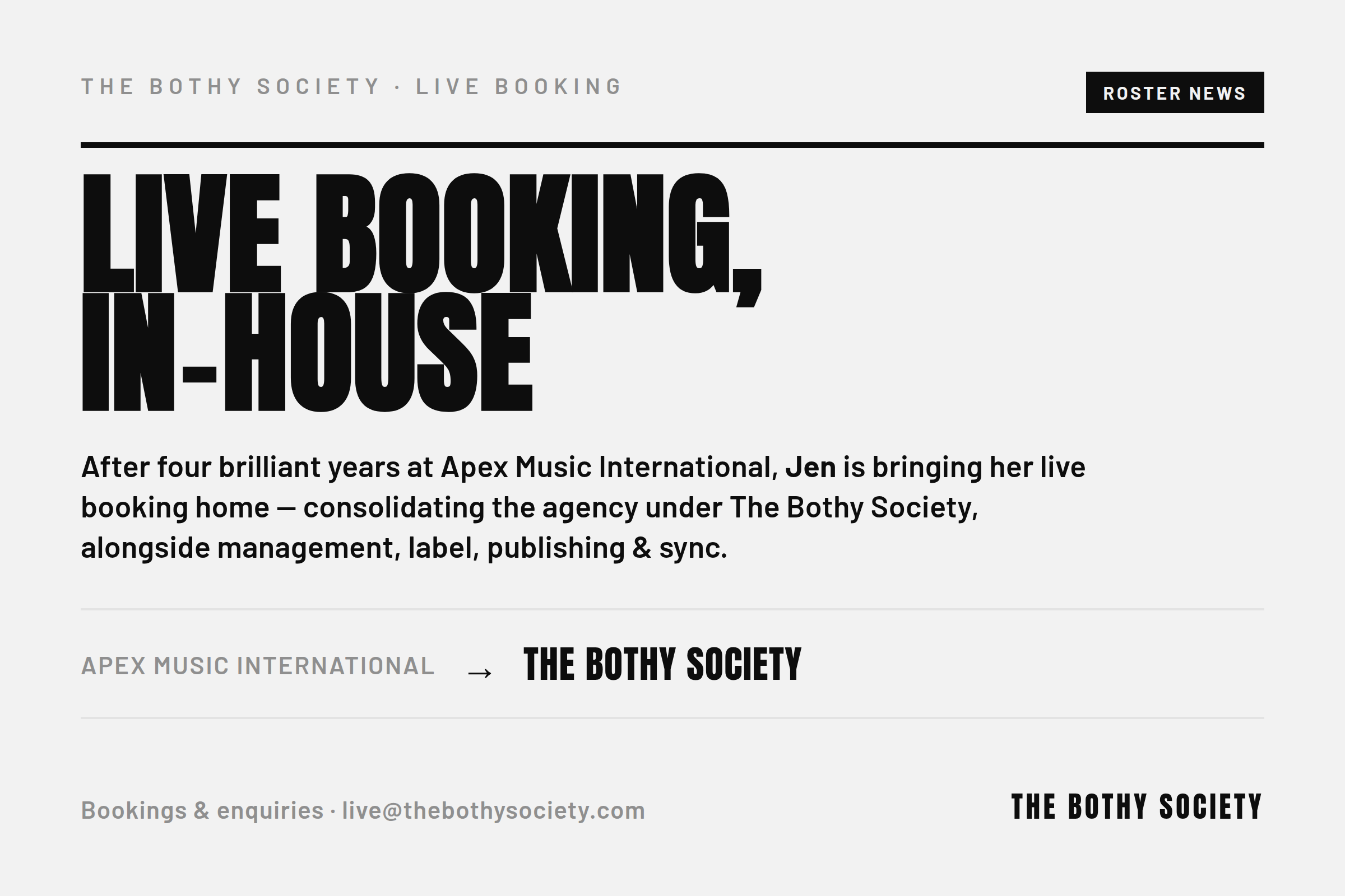 LIVE BOOKING IN-HOUSE