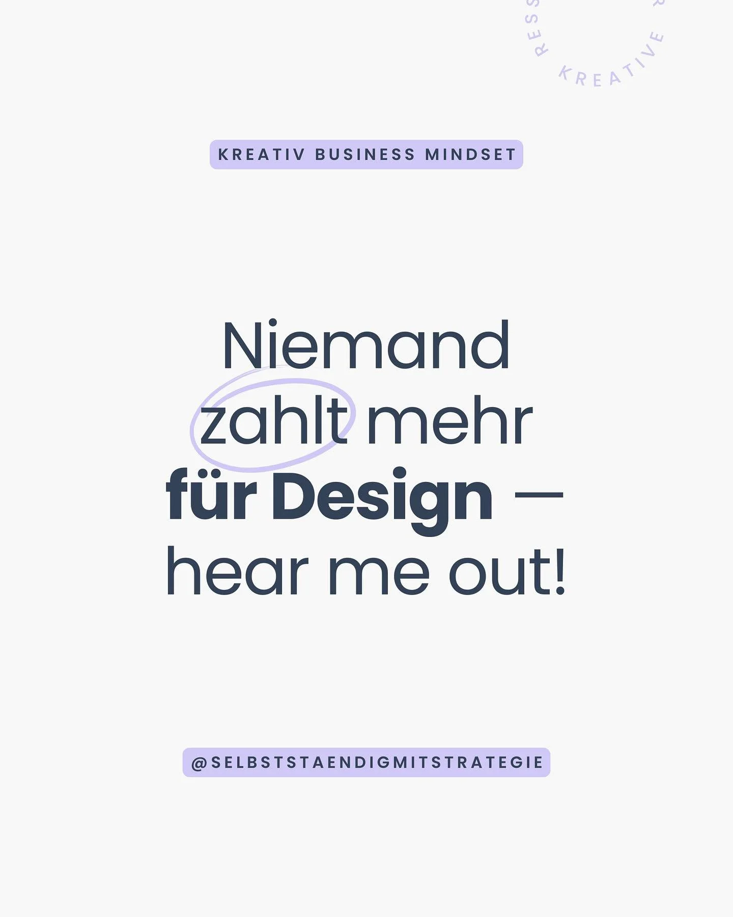 Niemand zahlt f&uuml;r &bdquo;sch&ouml;n&ldquo; &ndash; aber alle zahlen f&uuml;r L&ouml;sungen. 
💸 Design ist kein Deko-Element, sondern ein Business-Tool. 
Und genau so solltest du es auch verkaufen.

Du willst lernen, wie du genau das in deiner S