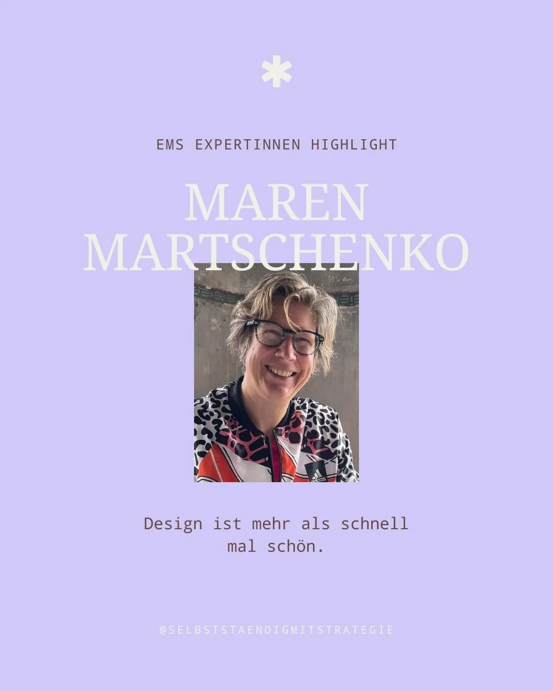 Ich freue mich riesig, denn ab heute ist Maren Martschenko Teil unseres EMS Expertinnen-Netzwerks 🤩

Das EMS Expertinnen-Netzwerk vereint handverlesene Spezialistinnen aus der Kreativ- und Businesswelt.

Frauen, die nicht nur theoretisches Wissen te