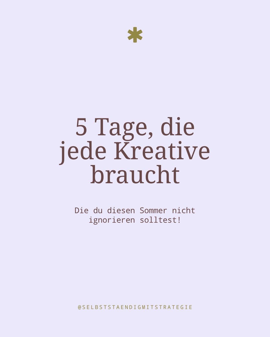 Als Kreative bist du Expertin darin, f&uuml;r andere zu kreieren. Aber wann nimmst du dir Zeit f&uuml;r dich und dein Business?

Diese 5 Tage solltest du dir als Kreative in 2026 einmal im Monat blocken!

Was passiert, wenn du diese Tage ignorierst?
