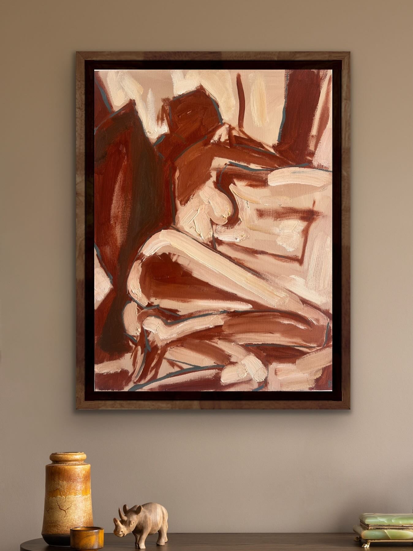 Nude 1 
Oil on Canvas 
30cm x 40cm 

Image description: a lady resting painted in creamy tones of umber, sienna and white 

#art #nudes #collector #interiordesign #gccreativespaces