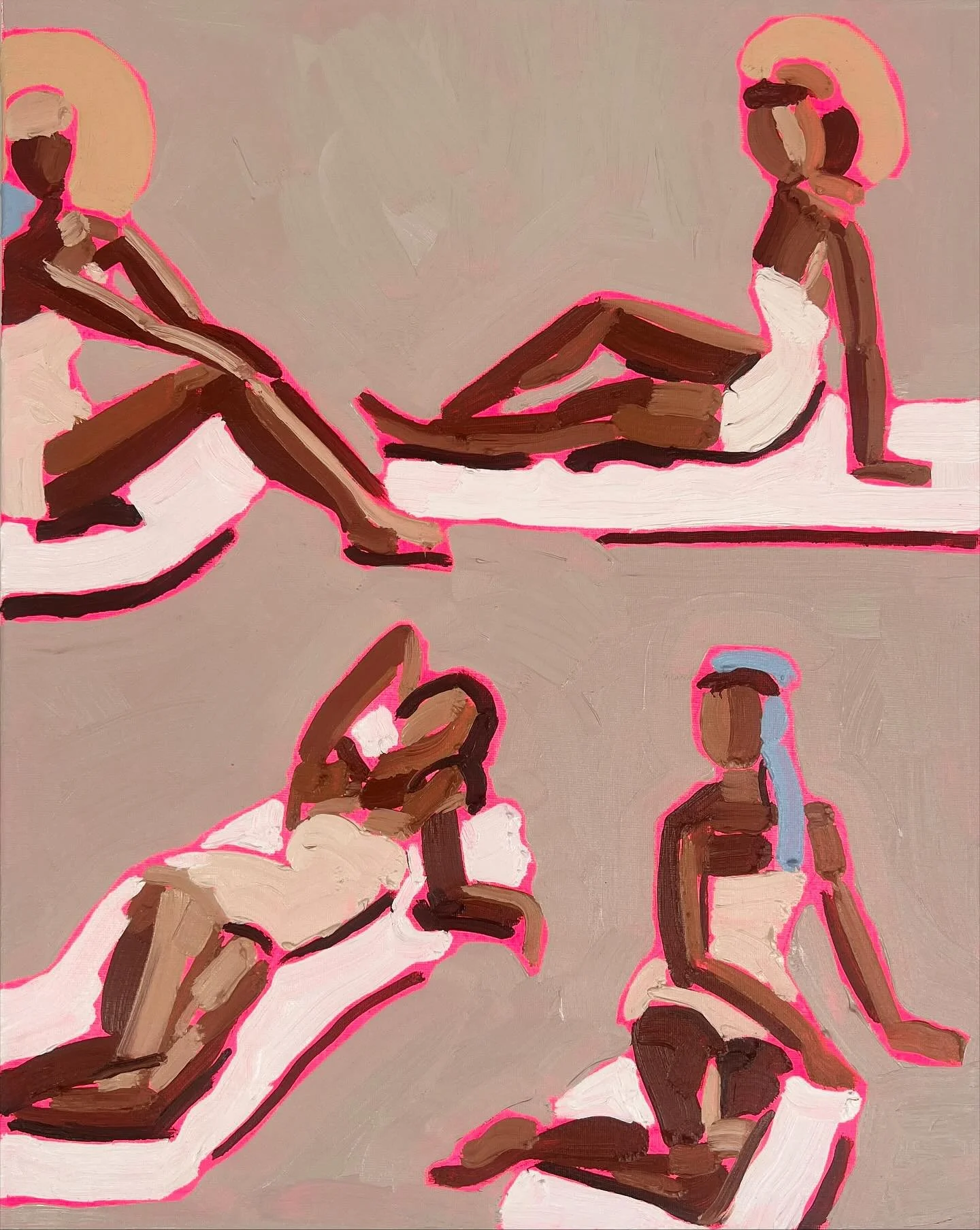 4 new bathers works, ready for the Sydney @affordableartfairau @stevensstreetgallery 💕 all four will be available for purchase this Saturday.

1. Bathers in St Tropez 
2. Surfers of Byron Bay 
3. Bathers of Bondi
4. Beach Babes