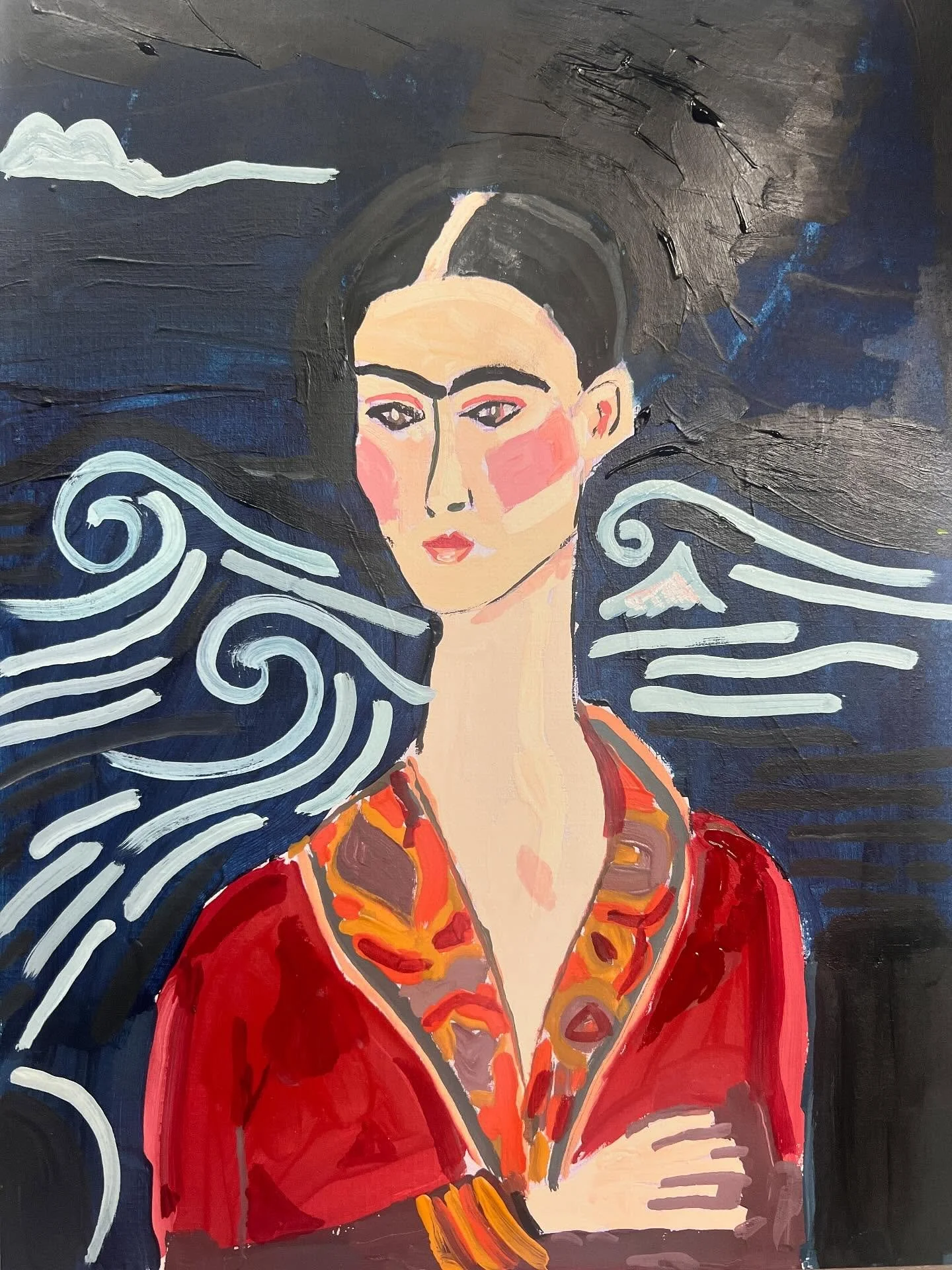 Master Study Day 16, self portrait in a velvet dress. 1926, Frida Kahlo