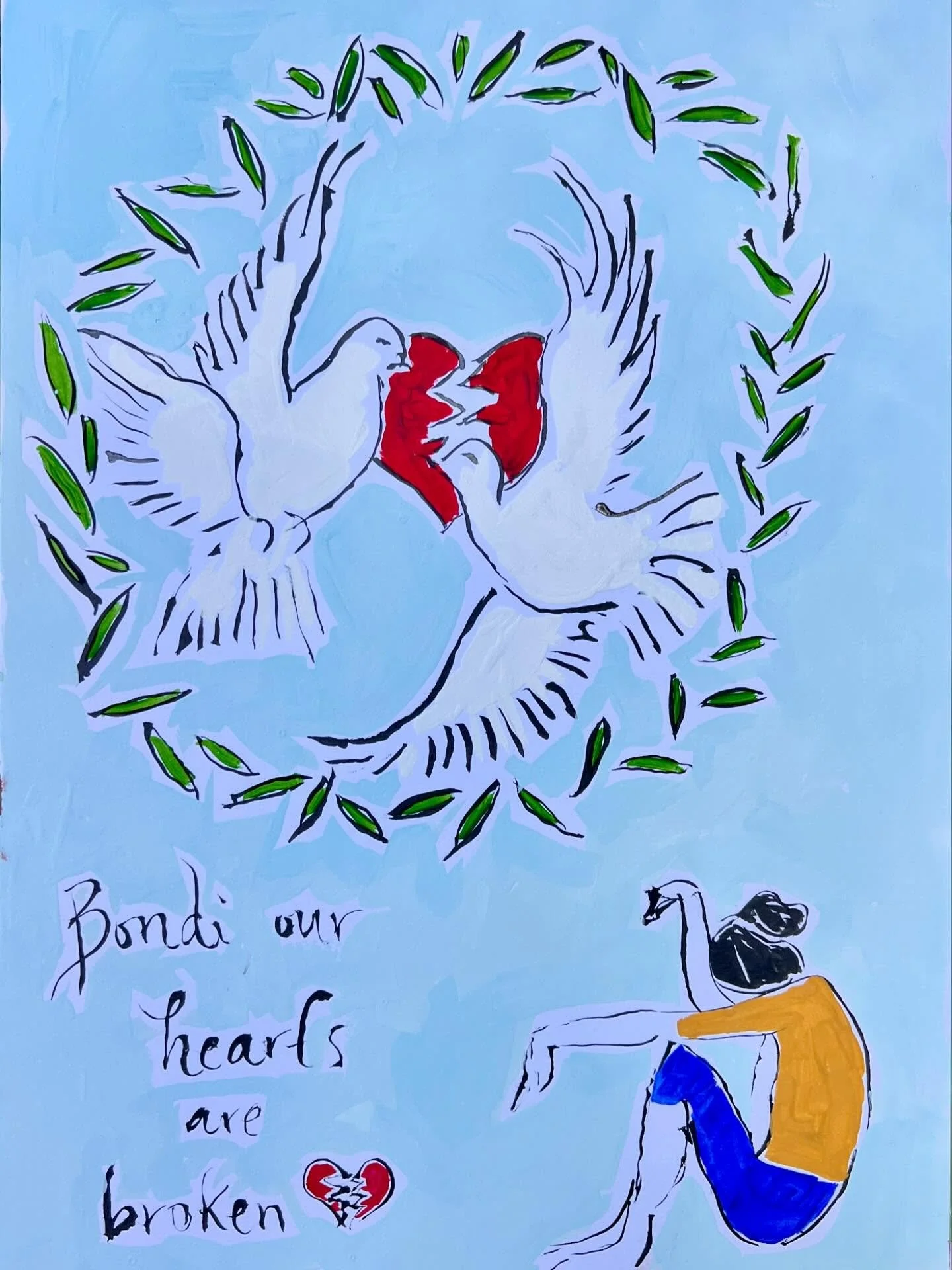 I&rsquo;ve been thinking about Bondi all week 💔 I don&rsquo;t really have the words so I drew a picture. 🕊️