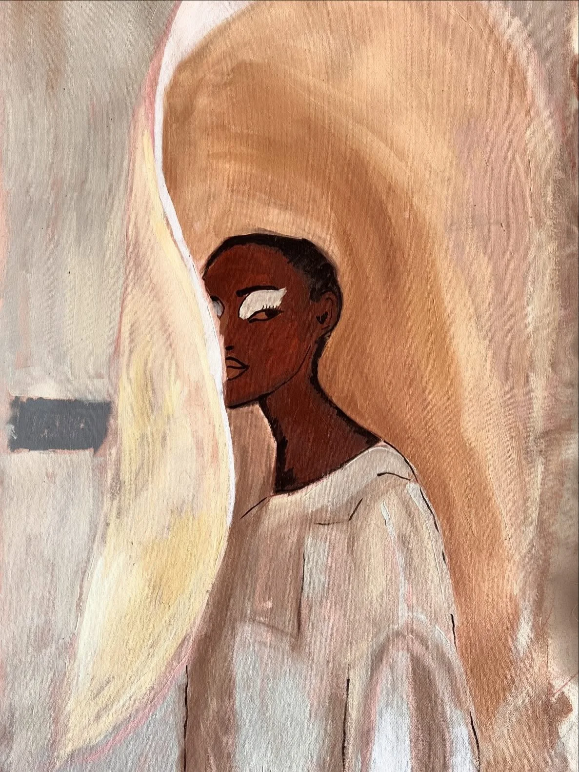 My lady wears a big hat, oil on canvas, 100cm x 60cm, available on my website.