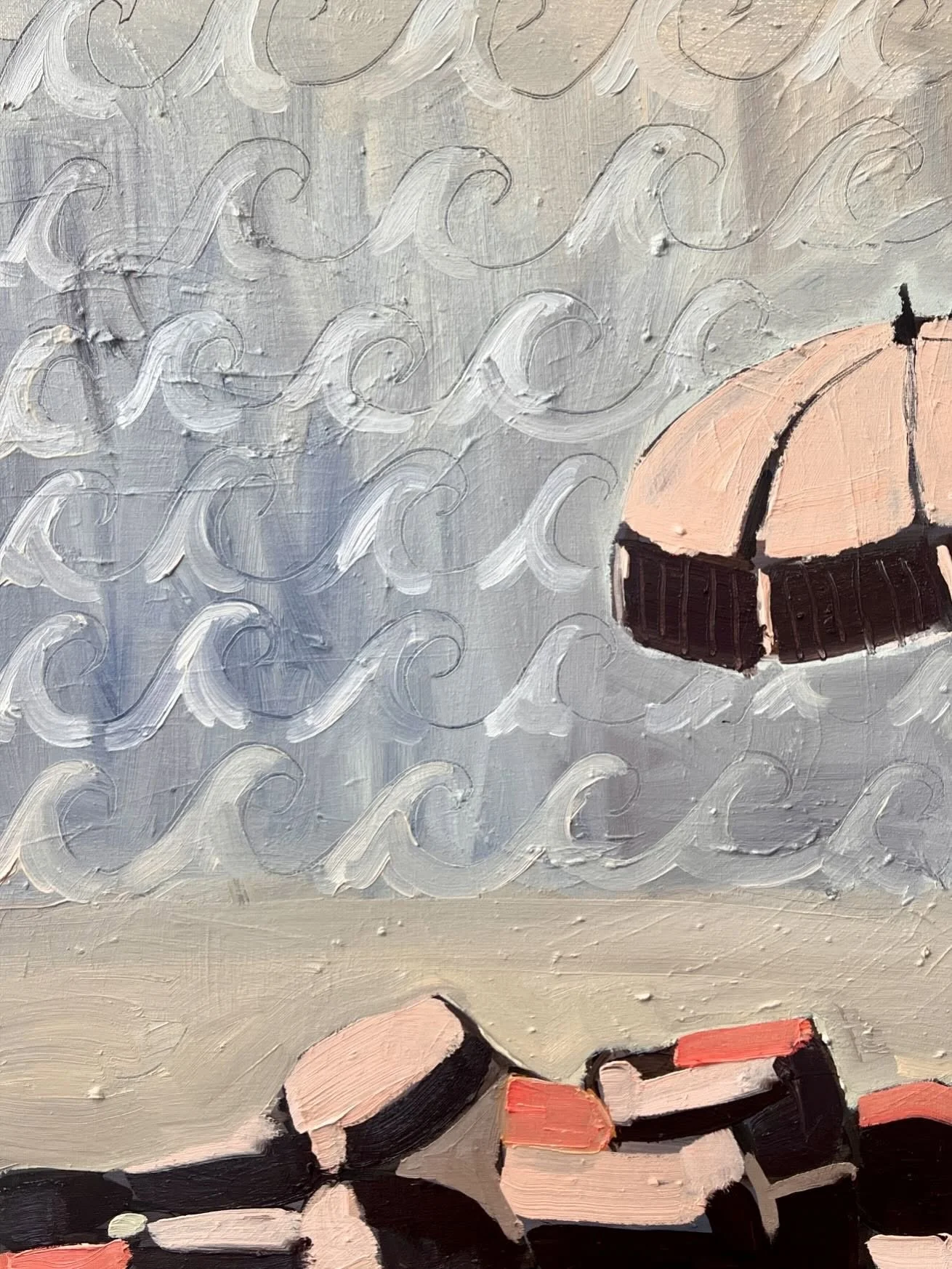 Playing with texture 🌊 old canvases getting new life, sometimes paintings don&rsquo;t work and you are left with an interesting textured surface once you have gessoed over it, creating a background that allows for play and exploration. There is a ce