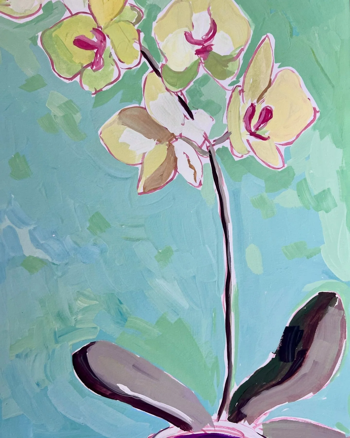 orchids, gouache on paper, 30cm x 40cm