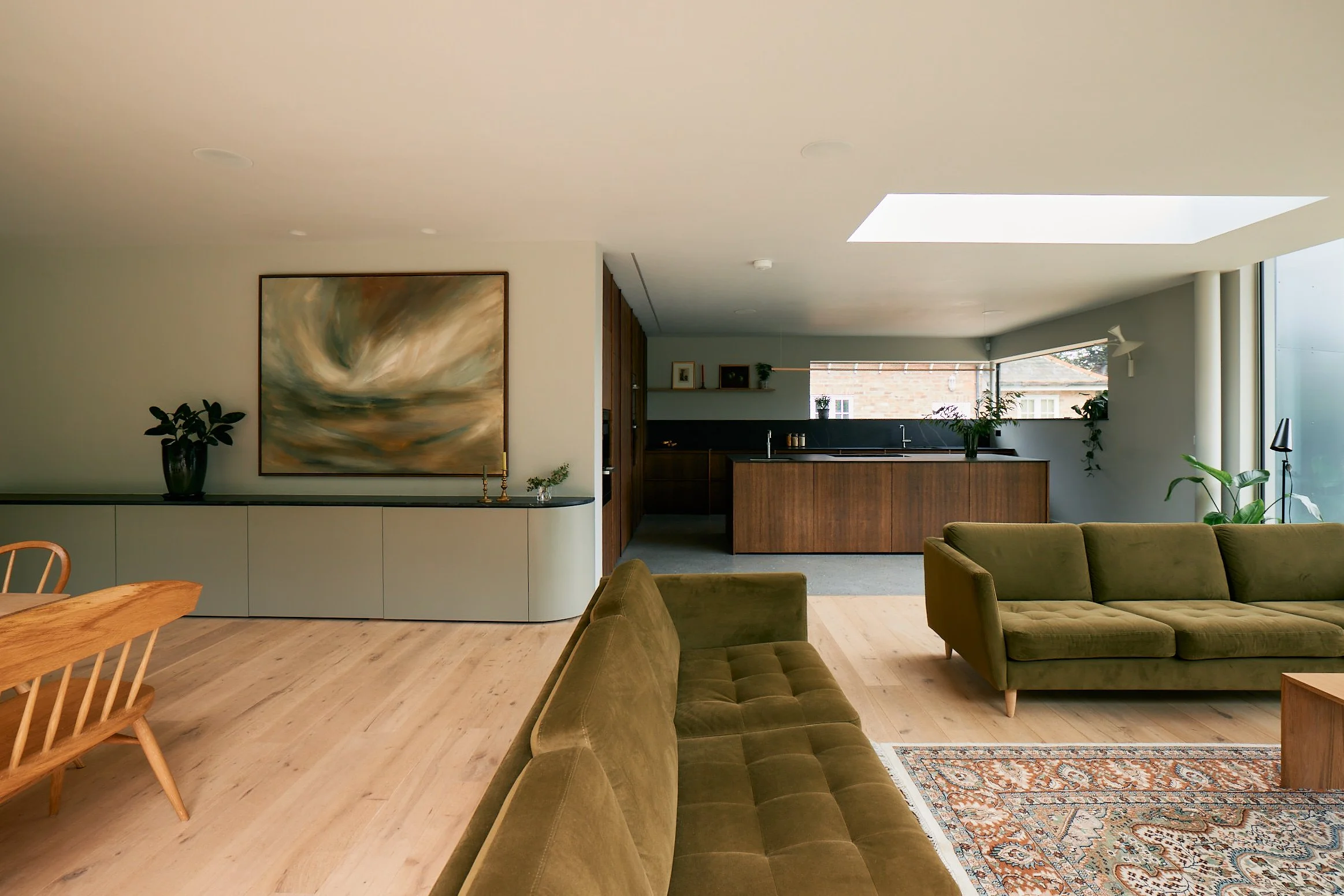 open plan living space interior design with natural light