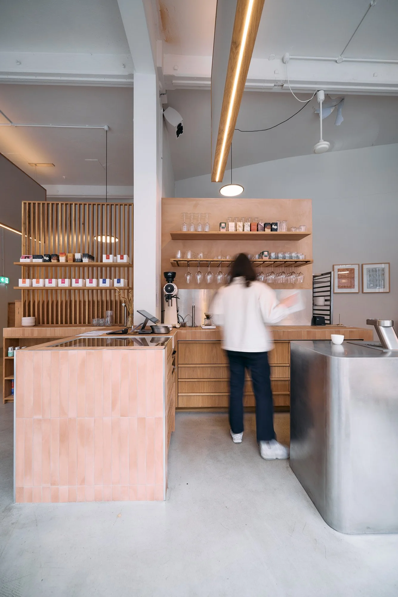 Oak + stainless steel + terracotta detail | Boyes Design