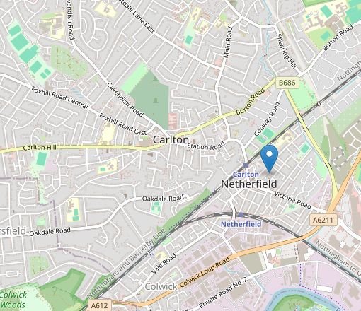 Map showing Boyes Design in Netherfield, Nottingham