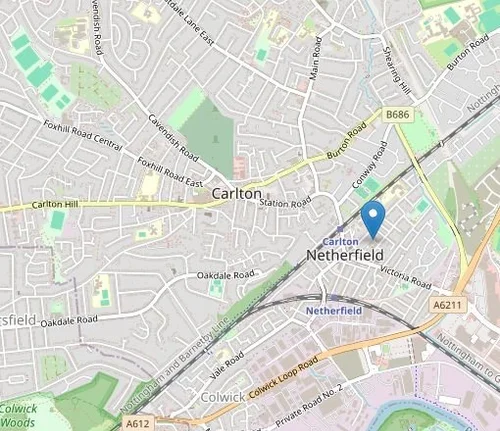 Map showing Boyes Design in Netherfield, Nottingham