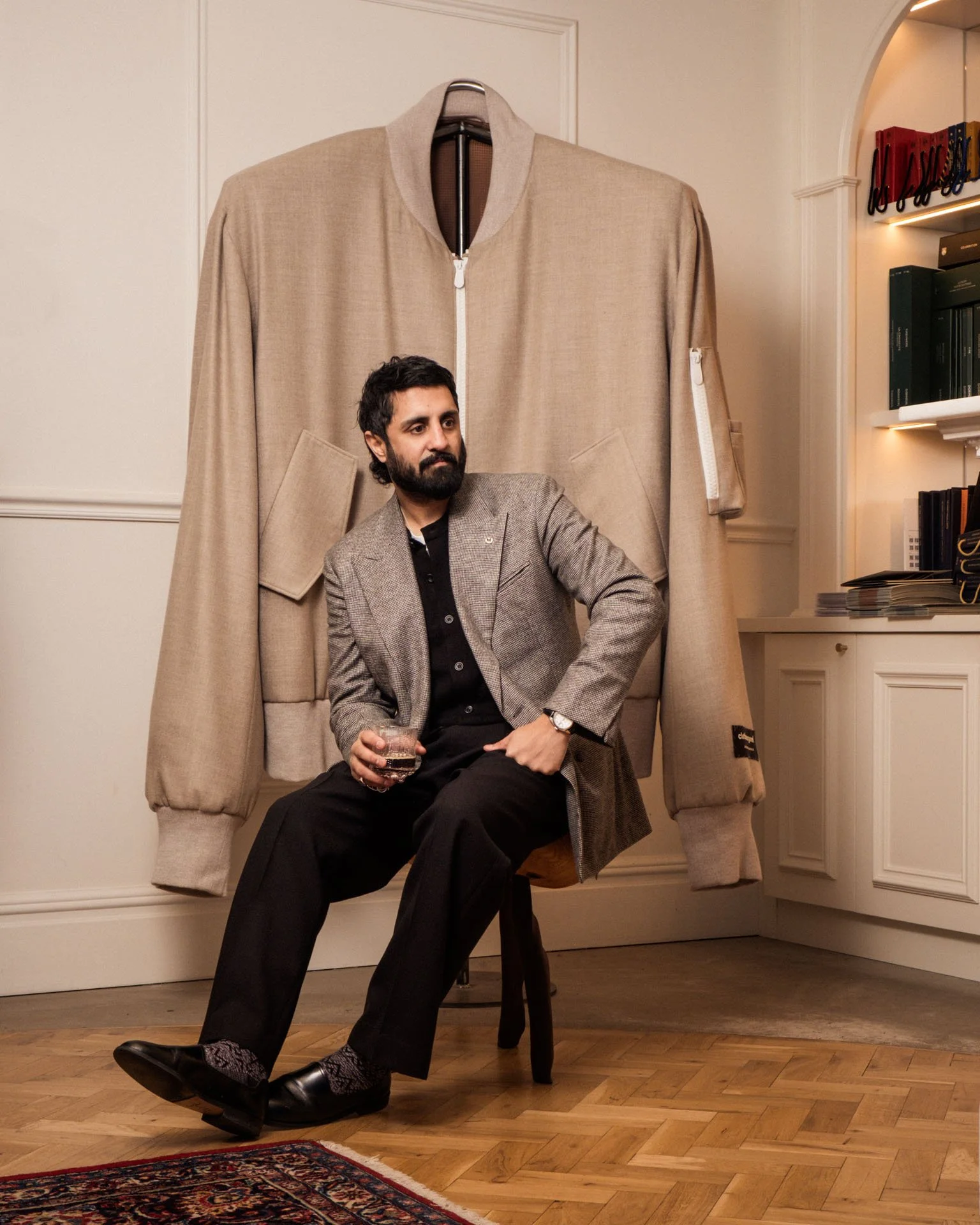 Rav Matharu, founder and creative director of Clothsurgeon, at the brand's showroom on Savile Row, London.