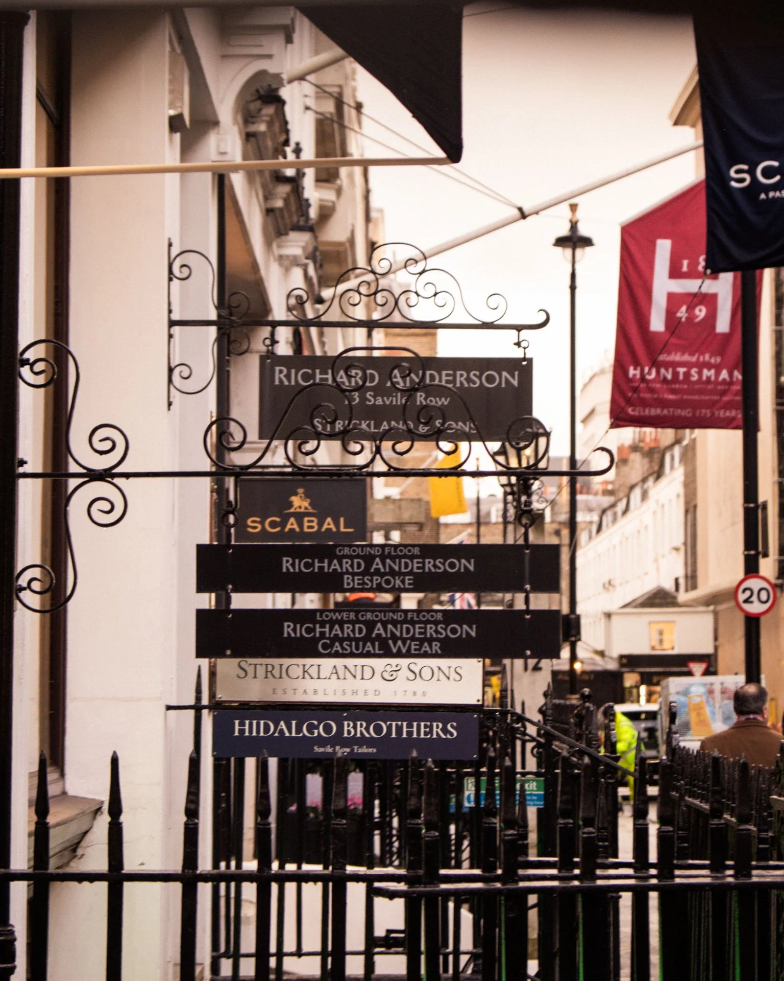 Tailors' shop sign on Savile Row, London.