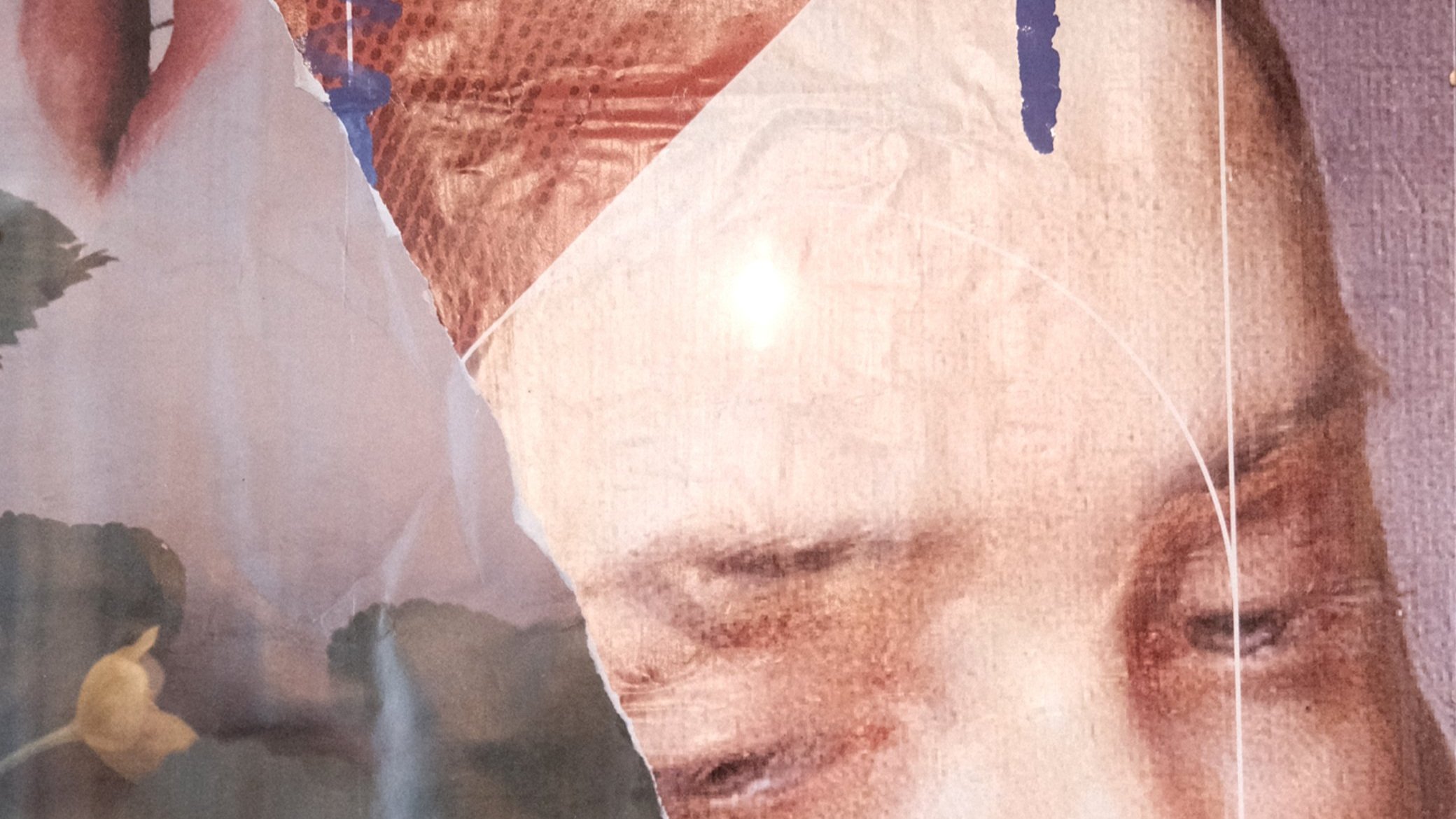 Bad tongue / 118x98 2023 / Crema/Malaga / Collage