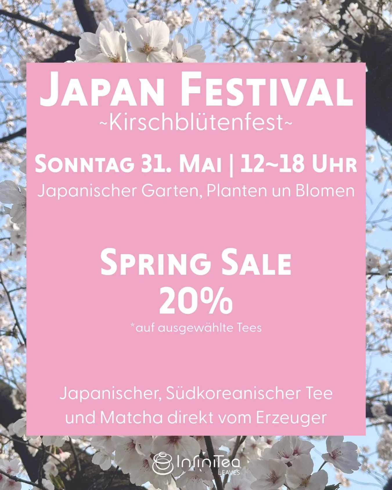 🇯🇵 Japan Festival &ndash; Kirschbl&uuml;tenfest 🌸
📍 Japanischer Garten, @plantenunblomen.hamburg 
📅 Sonntag, 31. Mai | 12:00&ndash;18:00 Uhr

Wir sind dieses Jahr zum zweiten Mal beim Japan Festival dabei!
Kommt gerne vorbei &ndash; wir freuen u