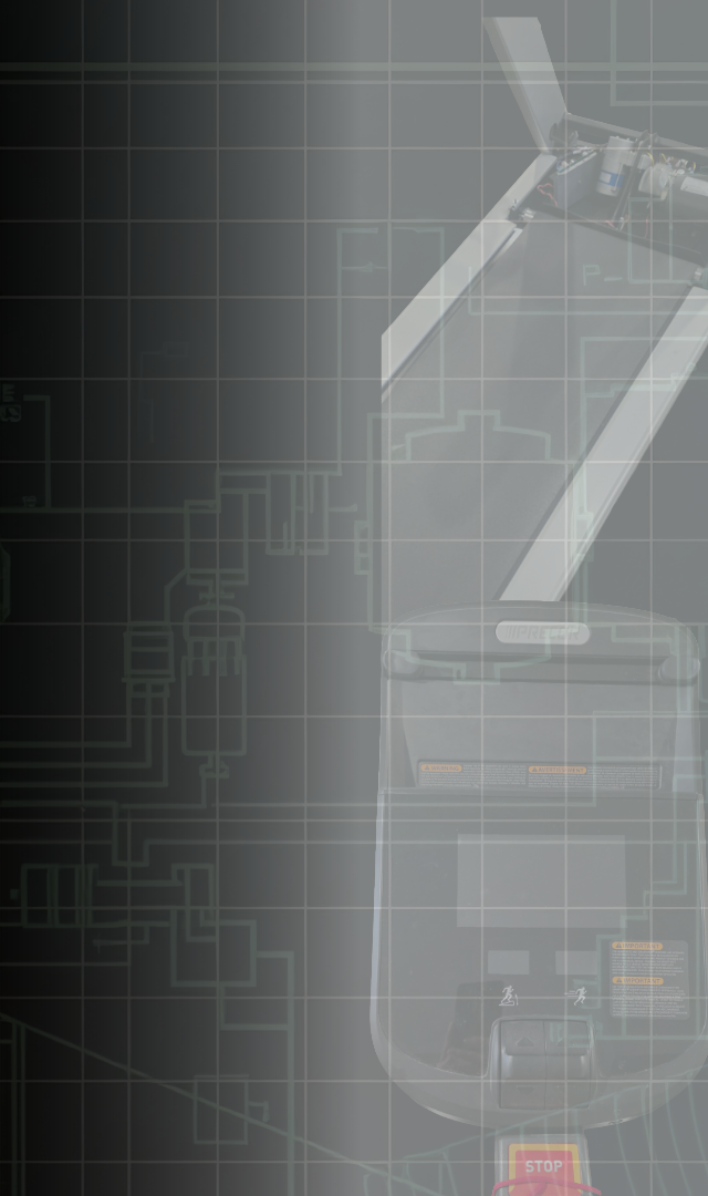Blueprint-style drawing of a treadmill showing its components and a treadmill display, overlaid on a technological background.