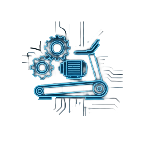 Digital illustration of a treadmill with gears and mechanical components, representing repairs and service.