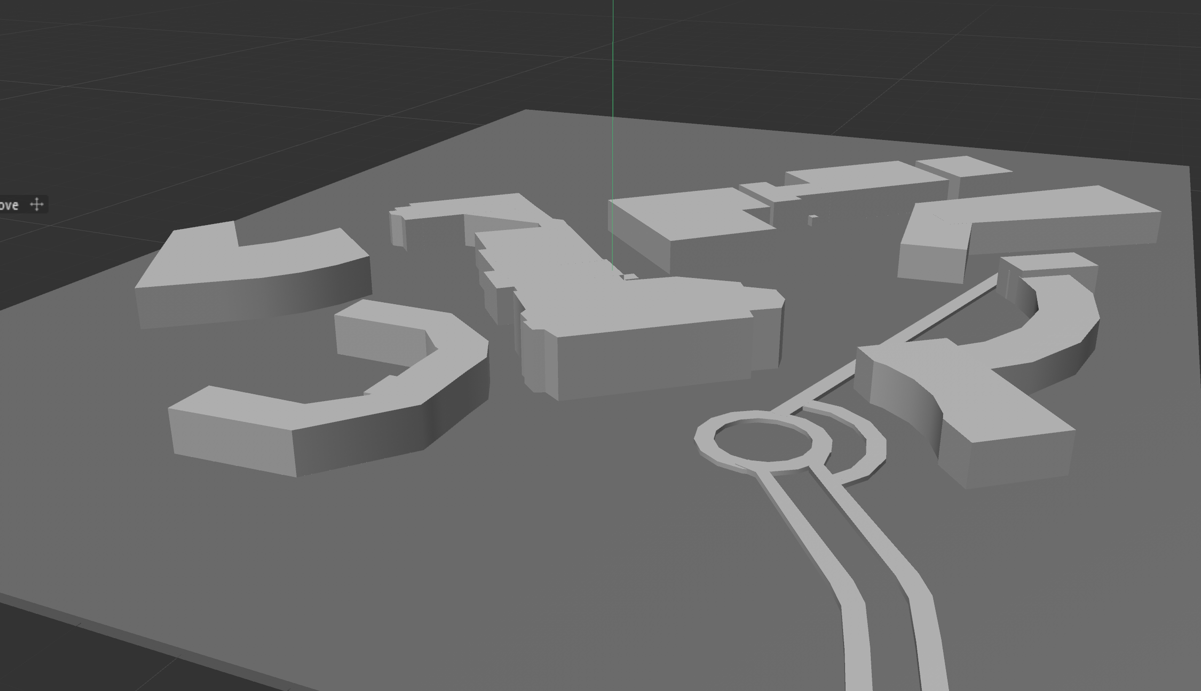 First blocking of the 3d model to replicate the Trafalgar campus as it was originally intended