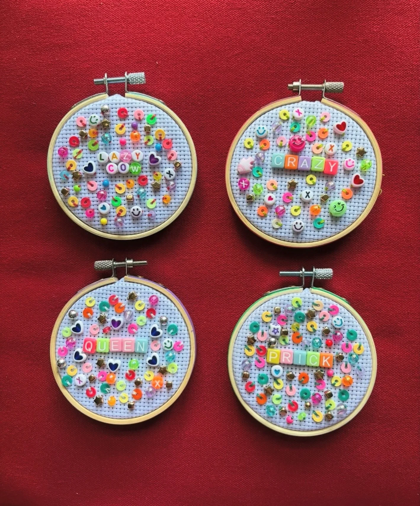 Throwback to these cheeky embroided hoops 😍 

If you&rsquo;re interested in a custom one drop me a message! 

#creative #art #craft #northamptonshire #summer