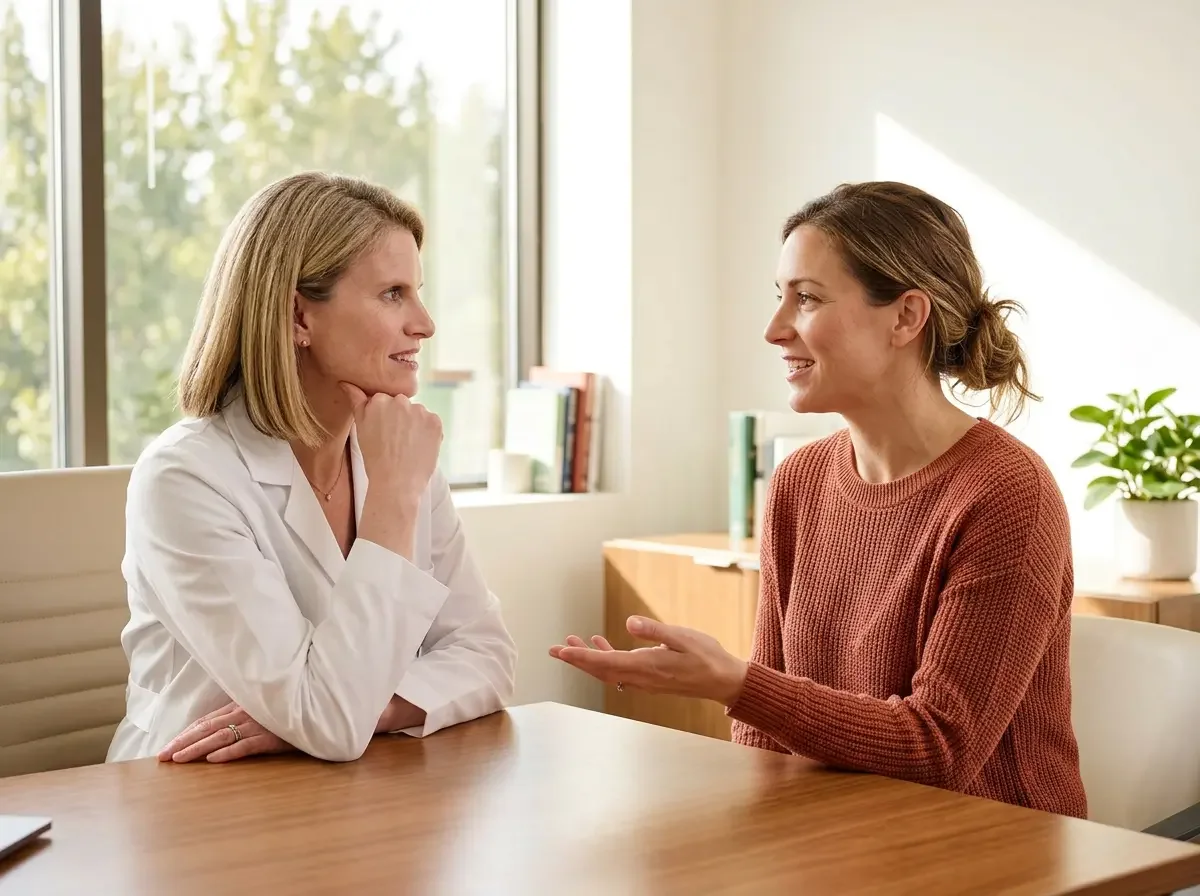 Dr. Cassidy in a personal consultation with a patient — concierge medicine and women's health care in Denver, Colorado