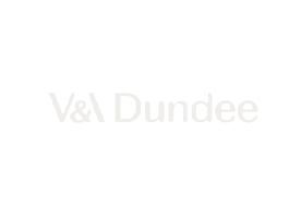V&A Dundee logo in white text on a black background